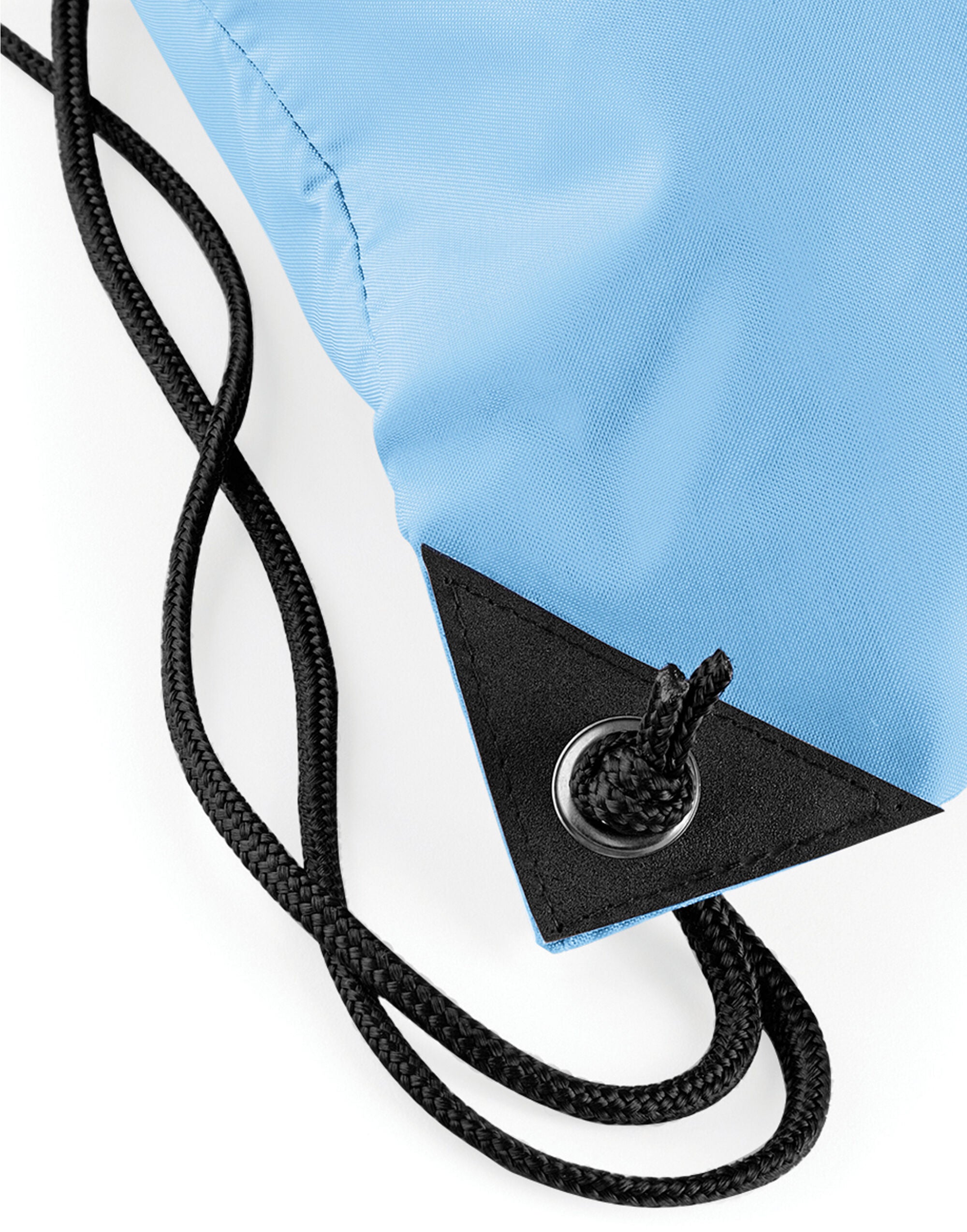 Close-up of the secure buckle on the blue mini backpack.