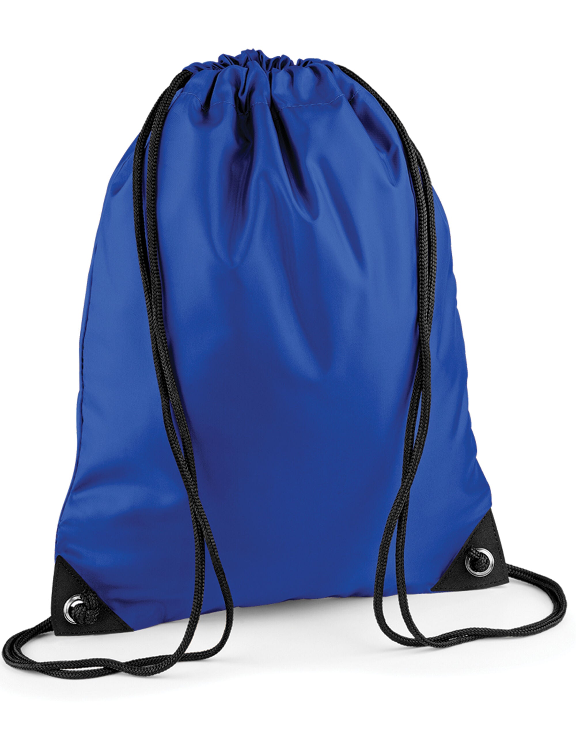 An blue Bagbase Premium Gymsac against a white background.