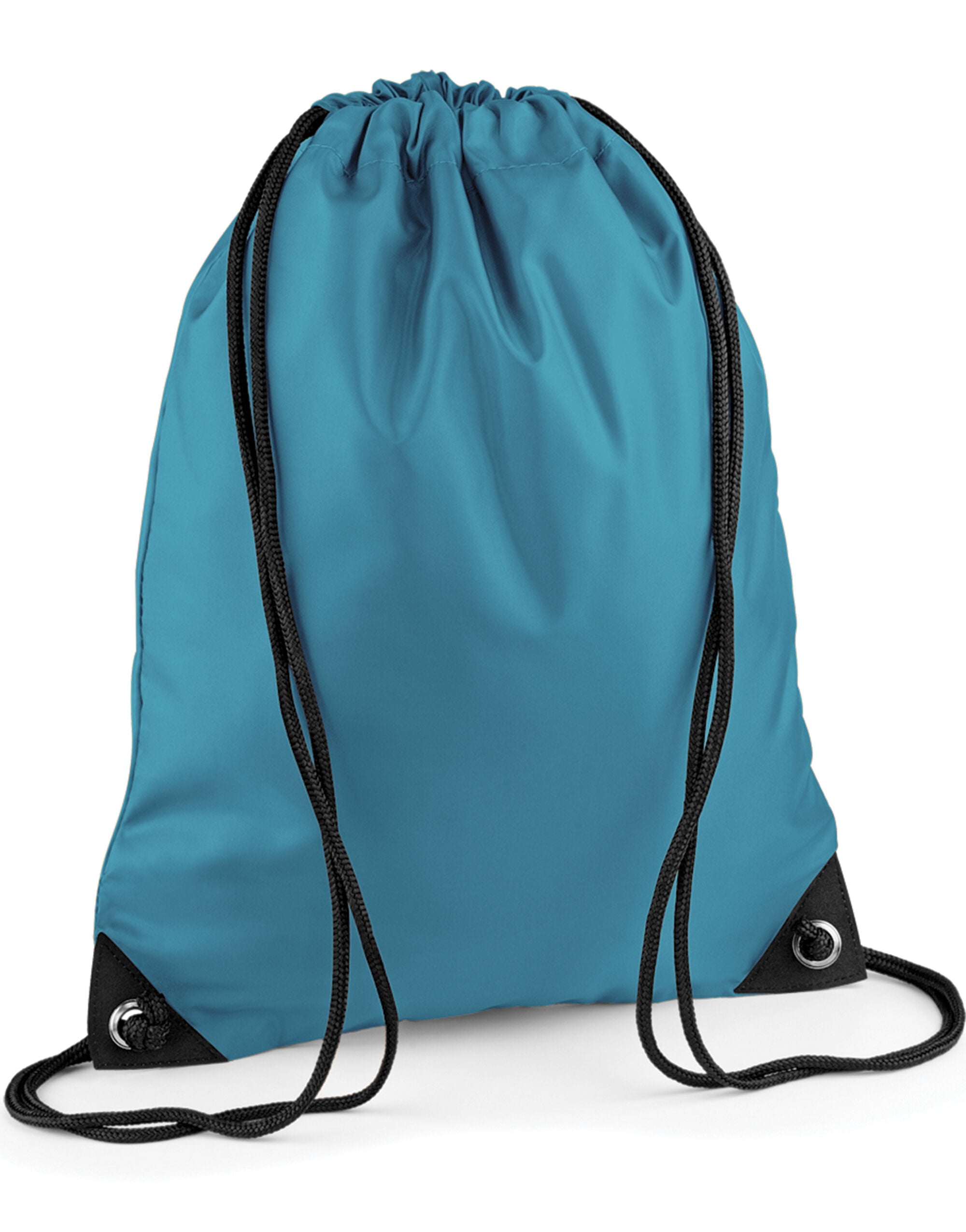 A cheerful blue Bagbase Premium Gymsac.