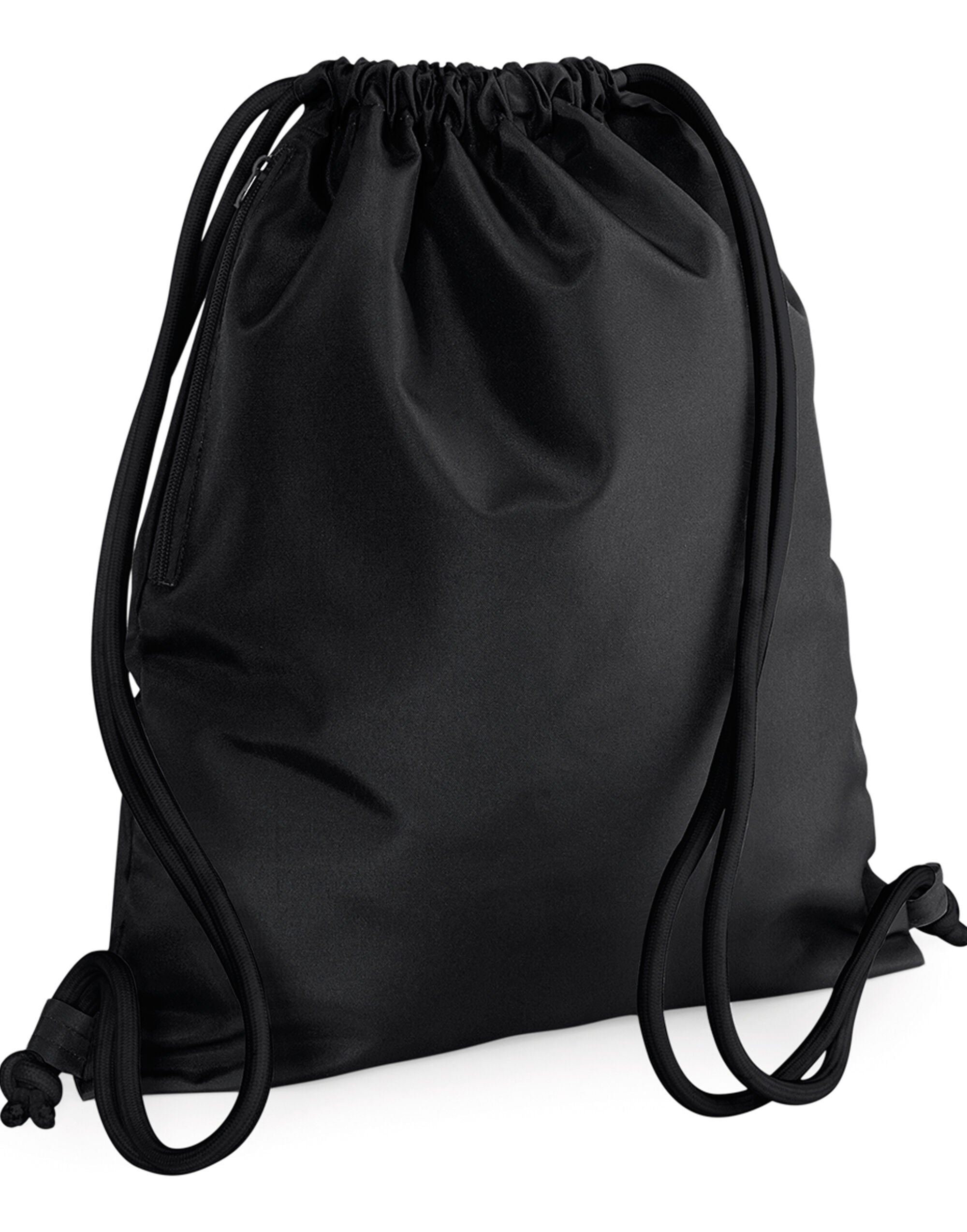 A black Bagbase Icon Gymsac shown from a direct front angle.