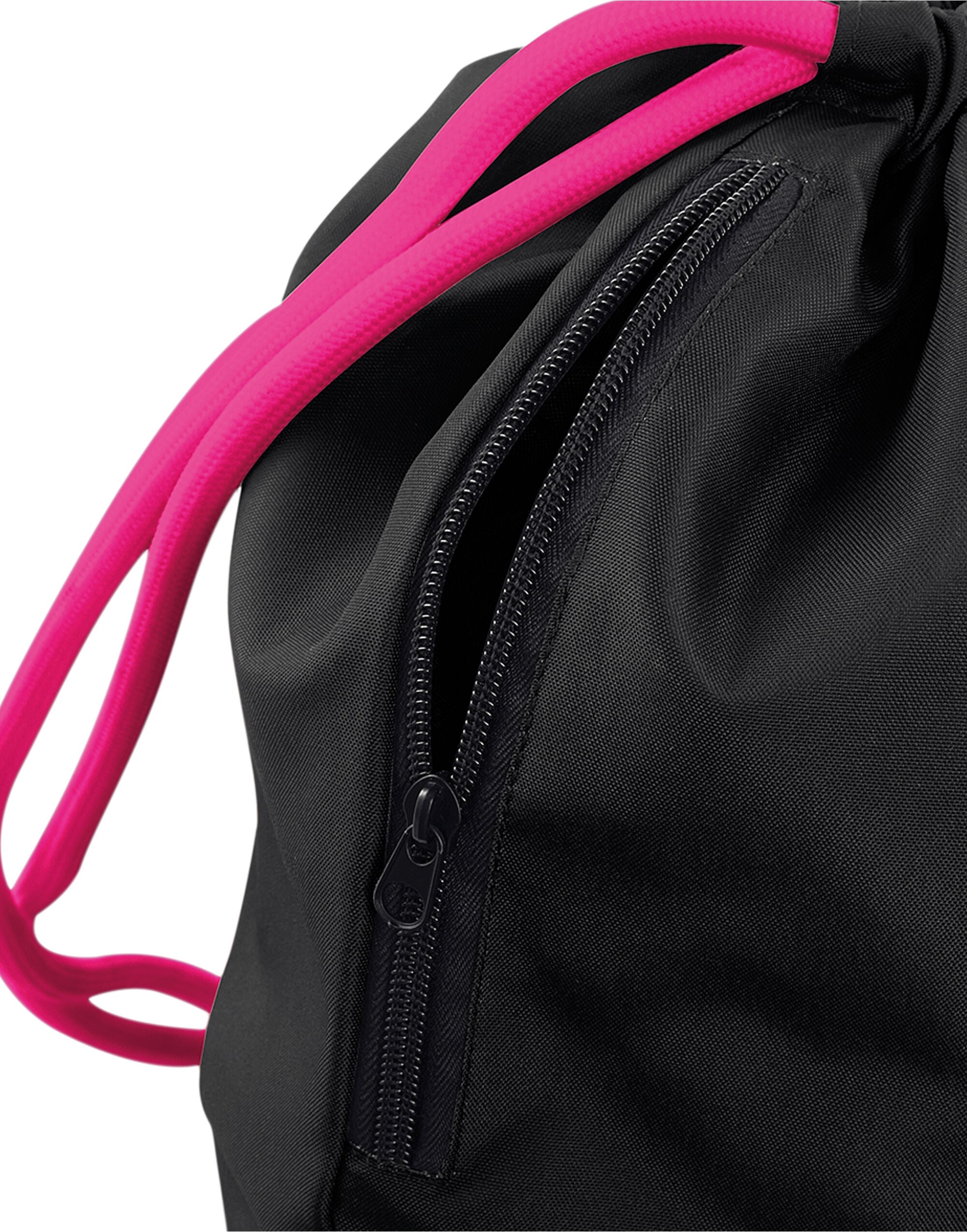 A purple Bagbase Icon Gymsac with its drawstring cords neatly arranged.
