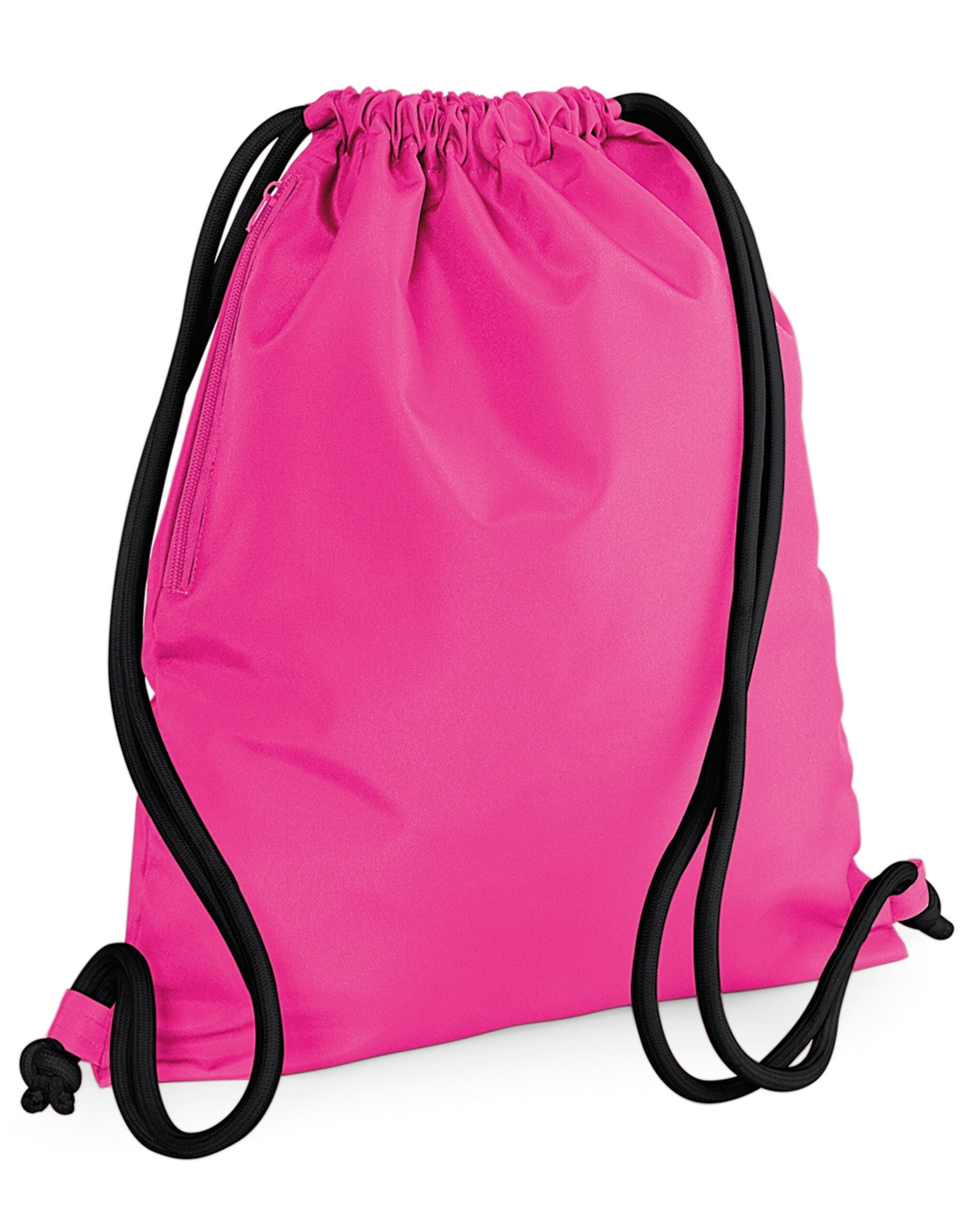 A pastel pink Bagbase Icon Gymsac shown laid out.