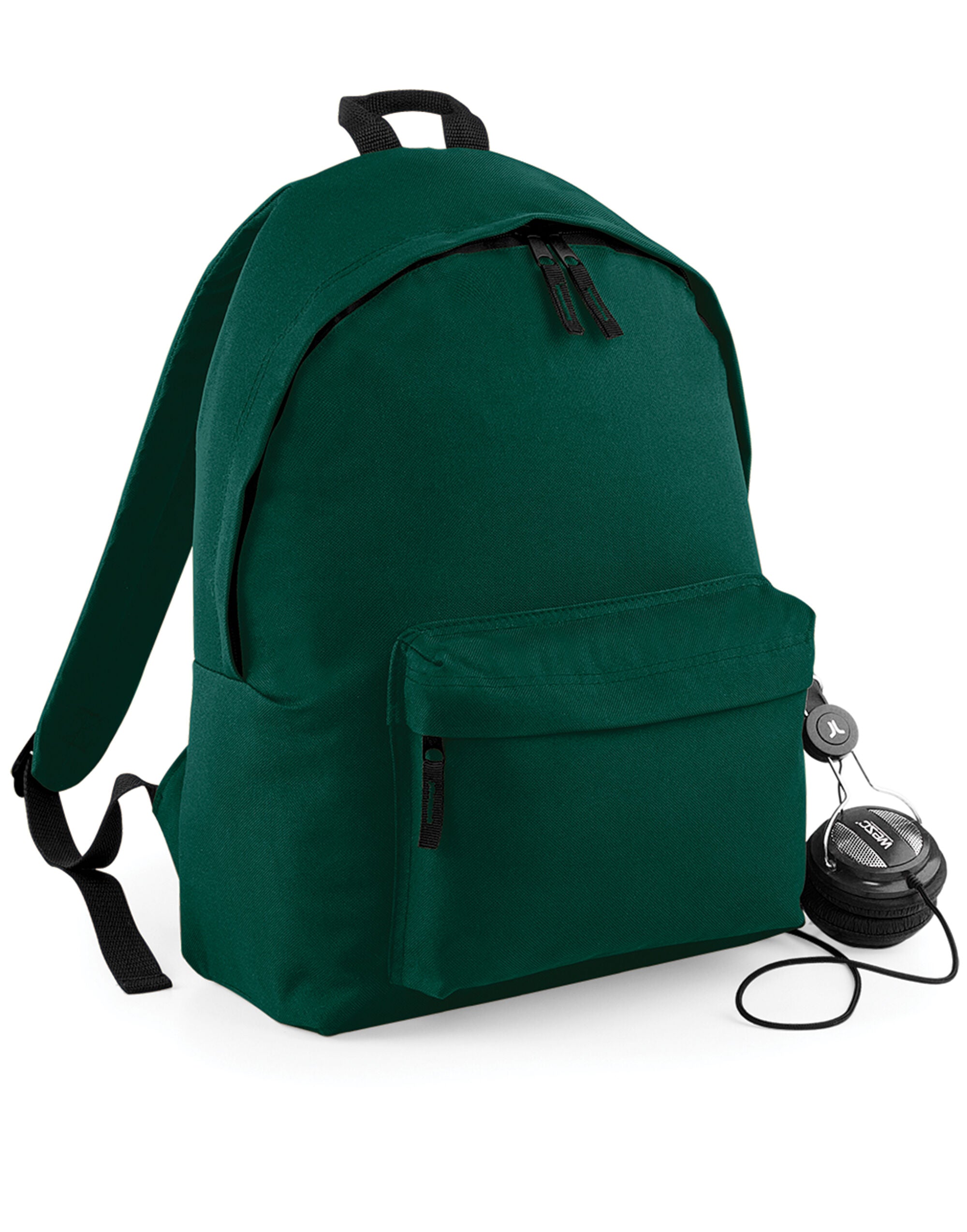 A navy backpack with white anchor print.