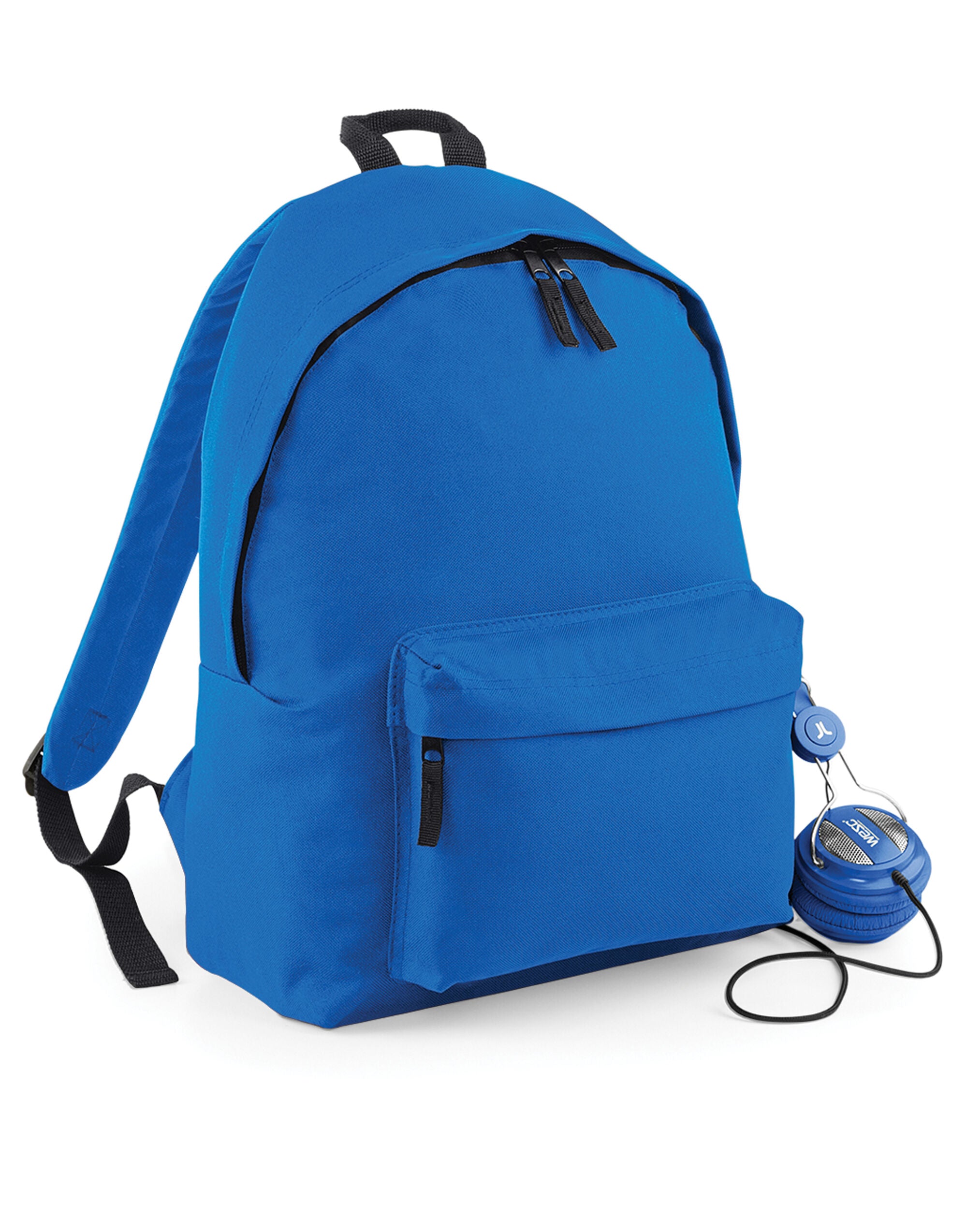 Person holding the small navy Mini Barrel Bag.