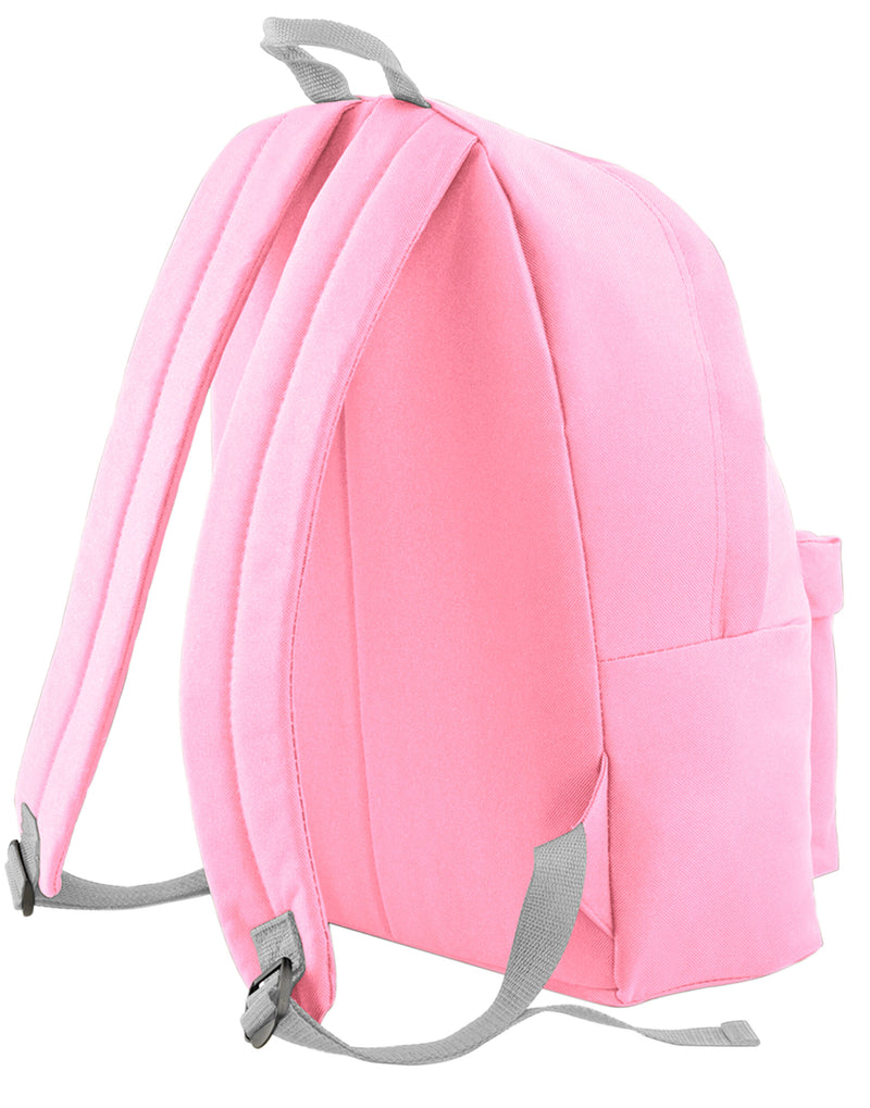 The spacious main compartment of the baby pink maxi backpack.