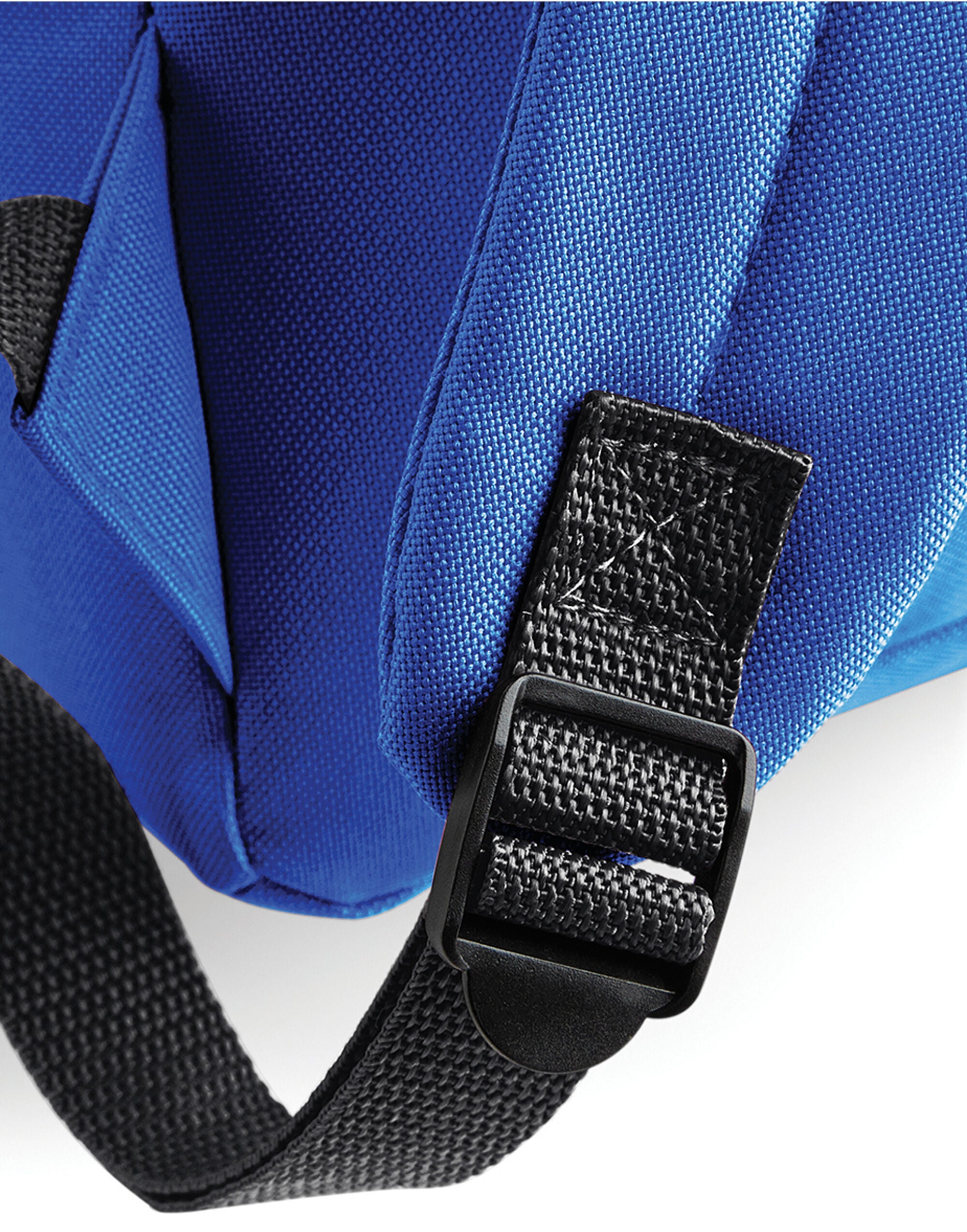 A blue Bagbase Maxi Fashion Backpack with a large capacity.