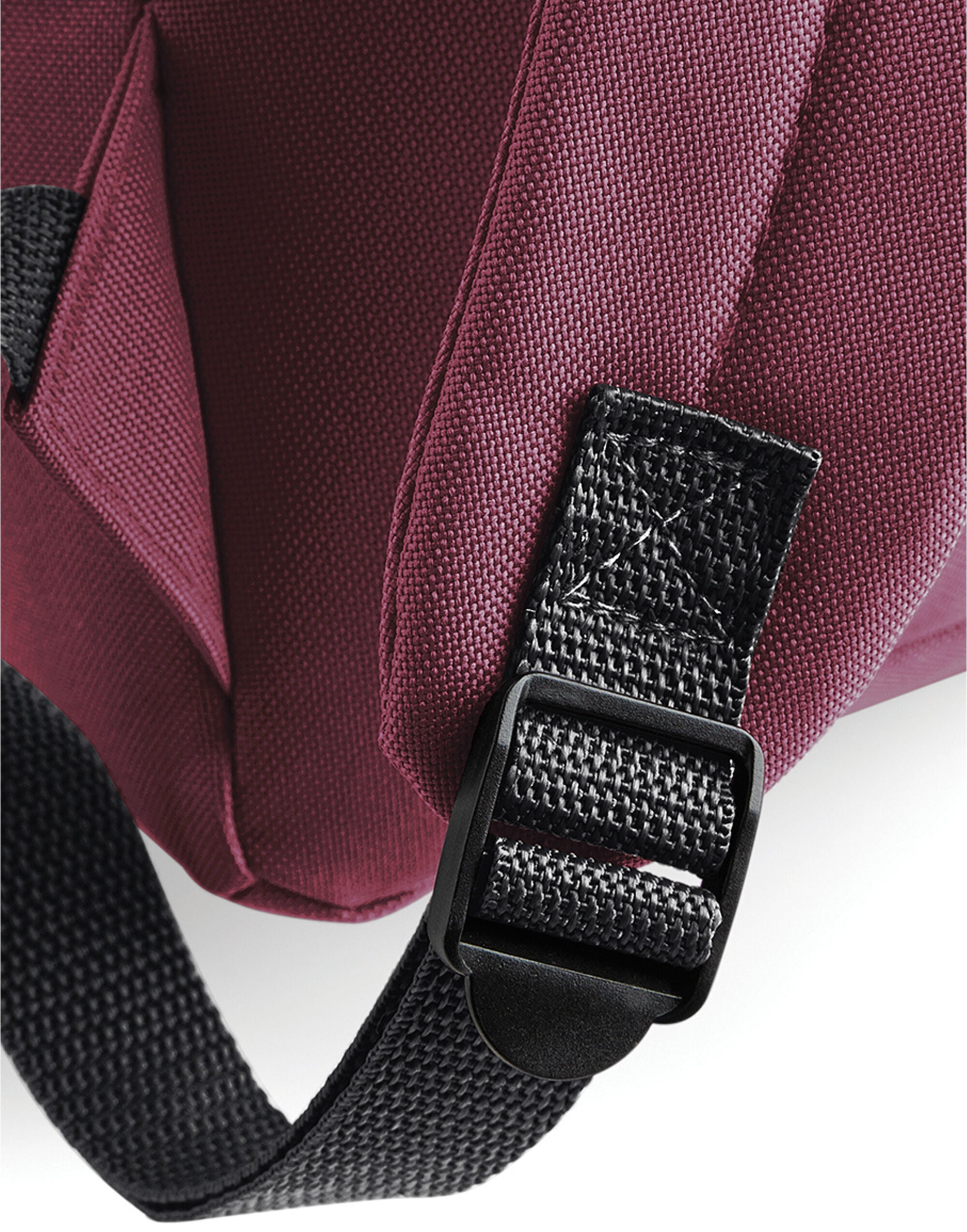 Front view of the olive Burgundy Bagbase Maxi Fashion Backpack.