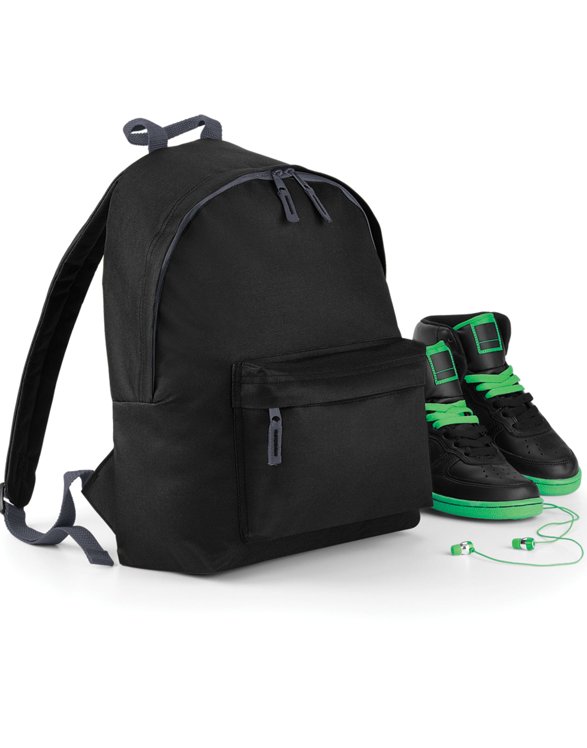 A black junior fashion backpack for kids.
