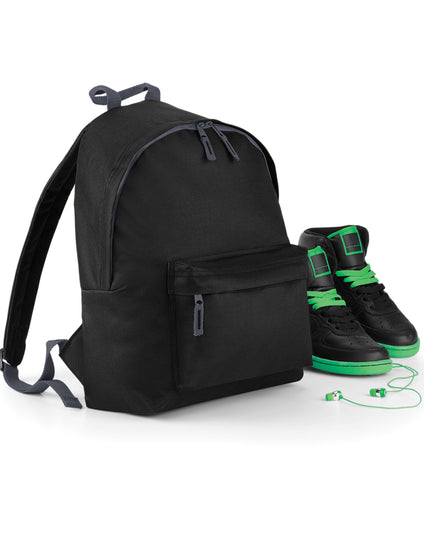 A black junior fashion backpack for kids.