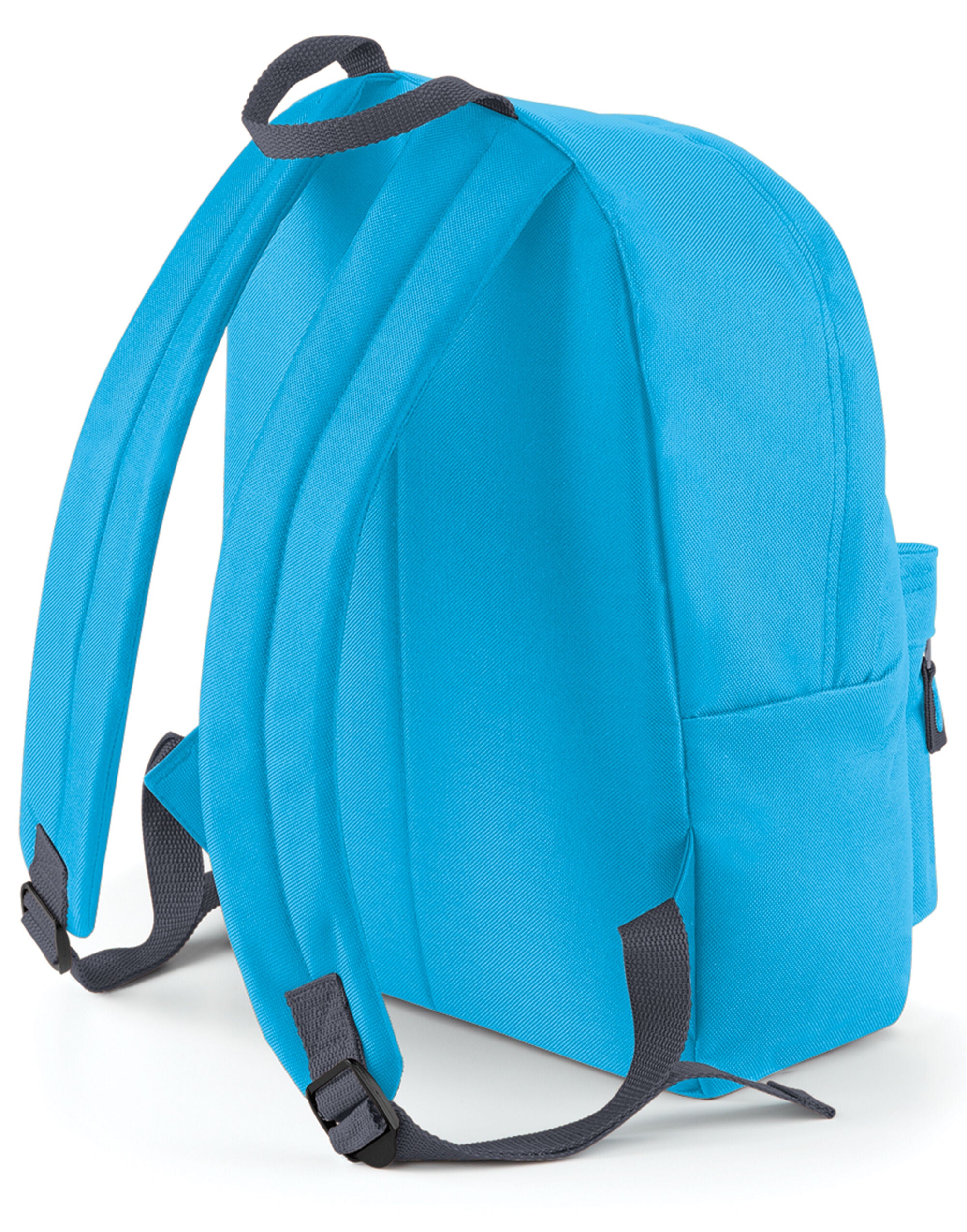 Classic black Bagbase Original Fashion Backpack, front view.