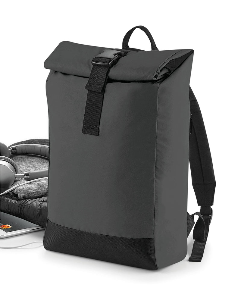 Front view of the black Scuba Backpack with minimal design.