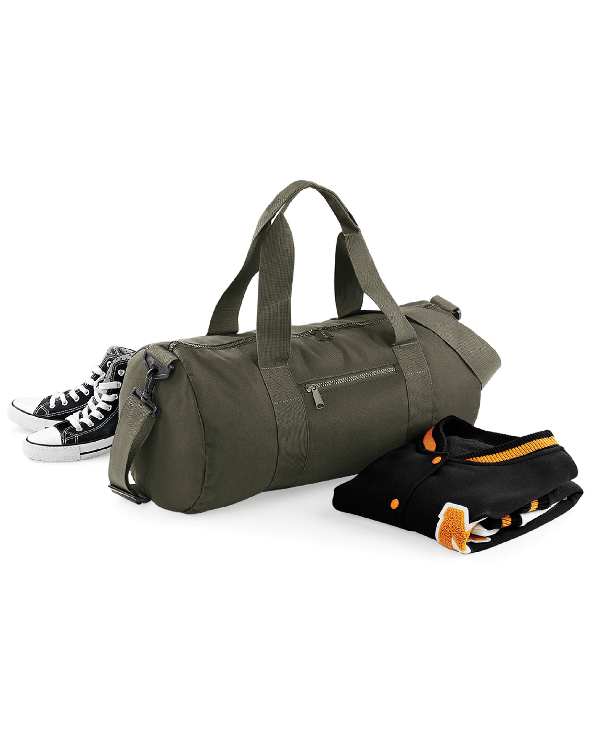 A versatile black Bagbase Universal Backpack, front view.