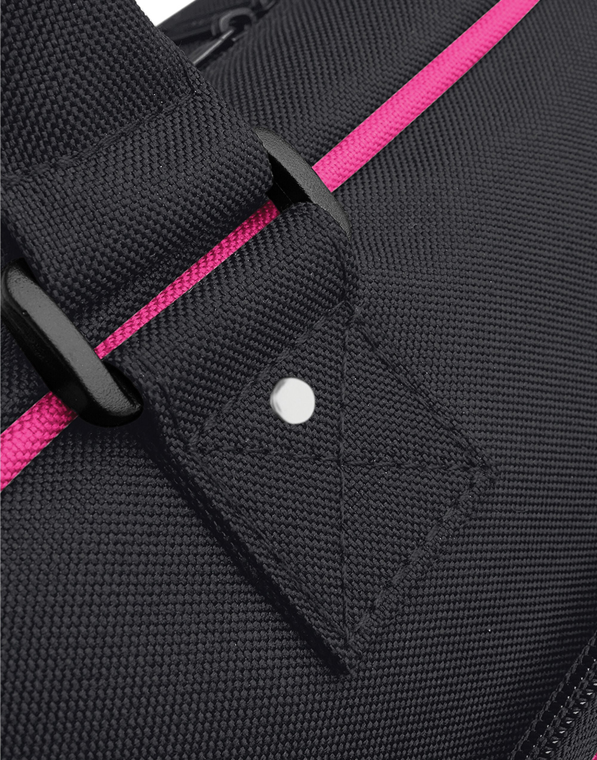 A black Bagbase Campus Laptop Backpack with multiple compartments.