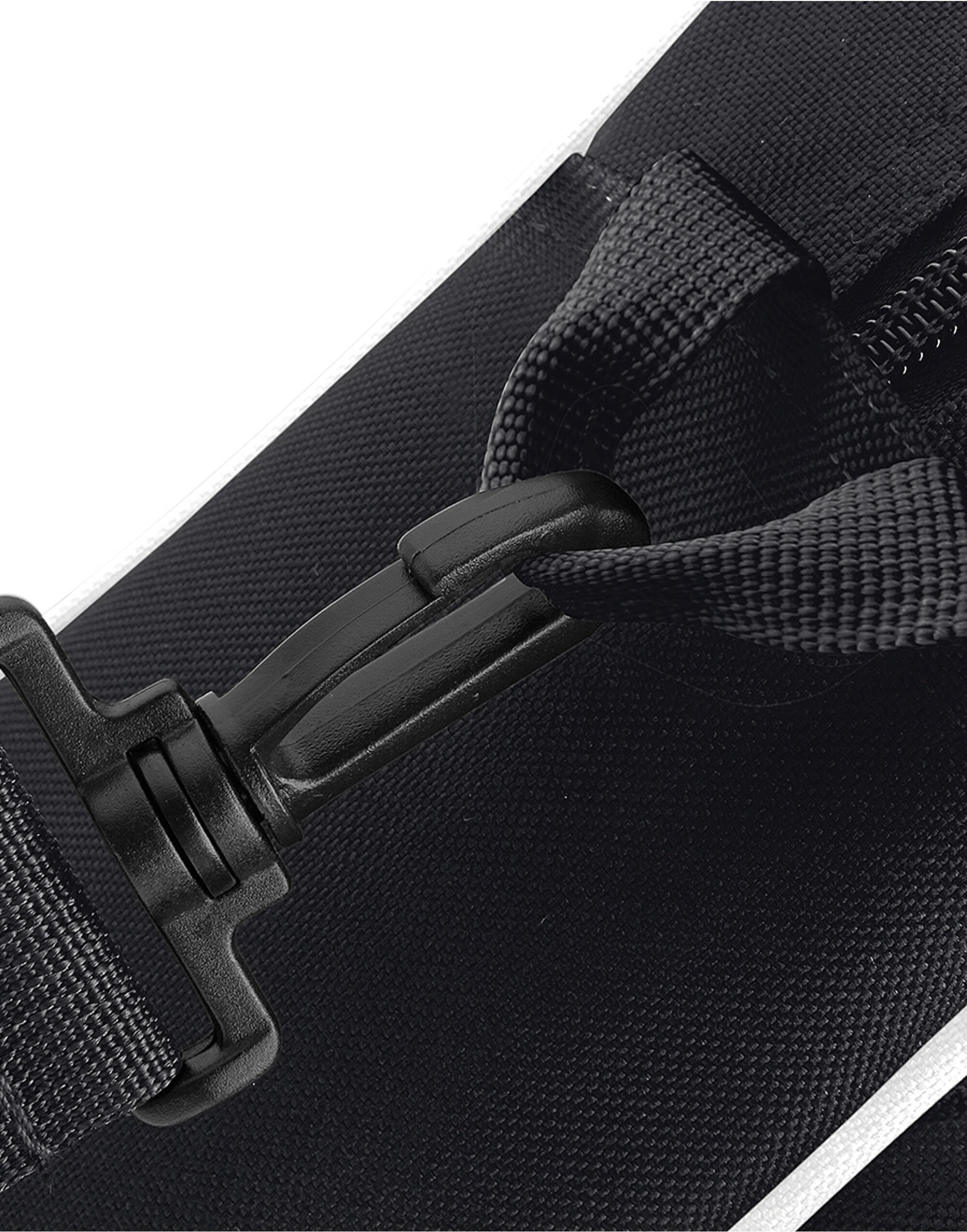 The padded laptop sleeve inside a navy campus backpack.