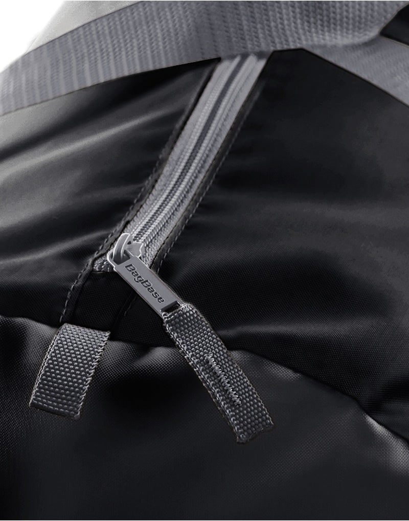 Close-up of the textured material on the black travel set.