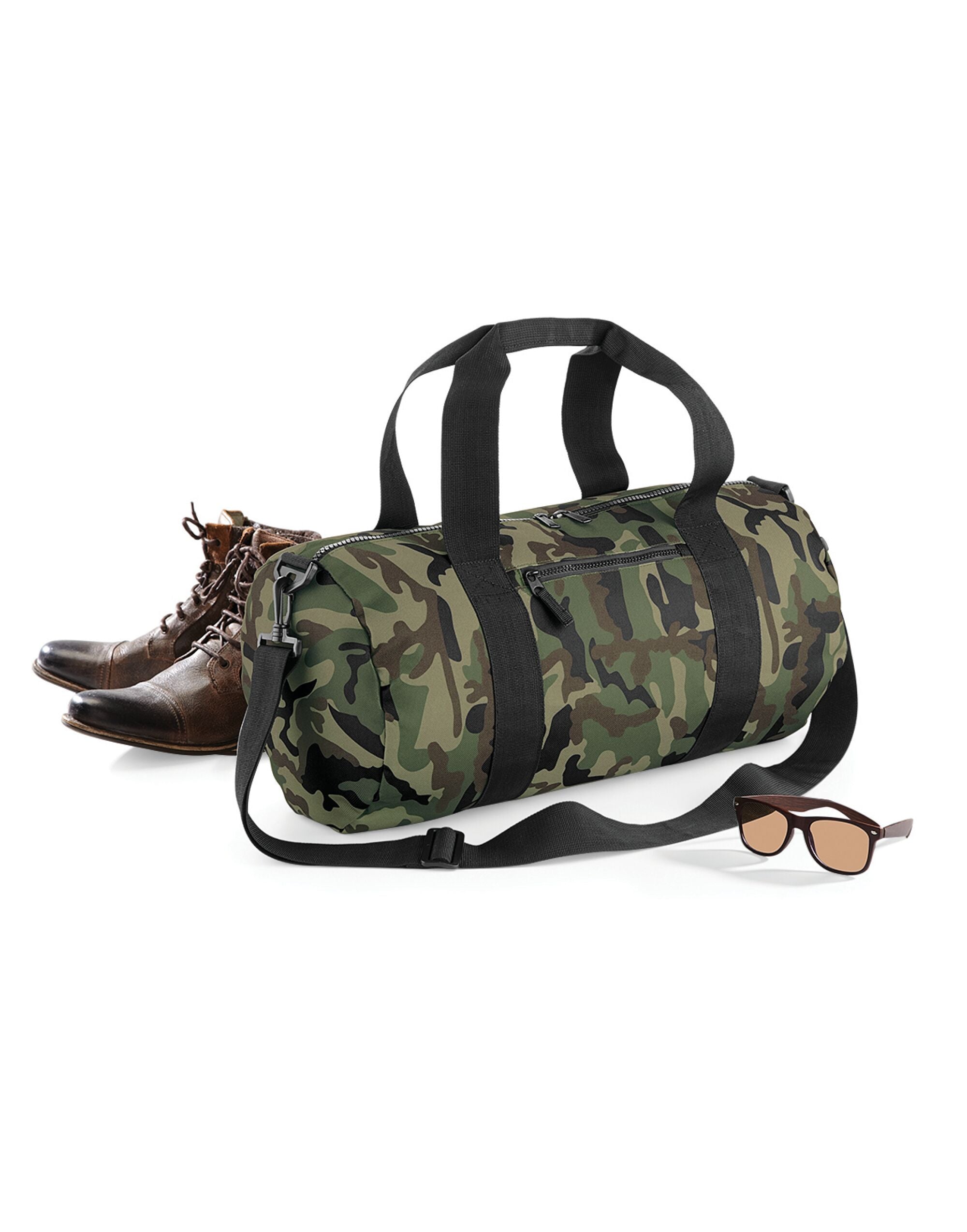 A black Bagbase Recycled Gymsac with drawstring closure.