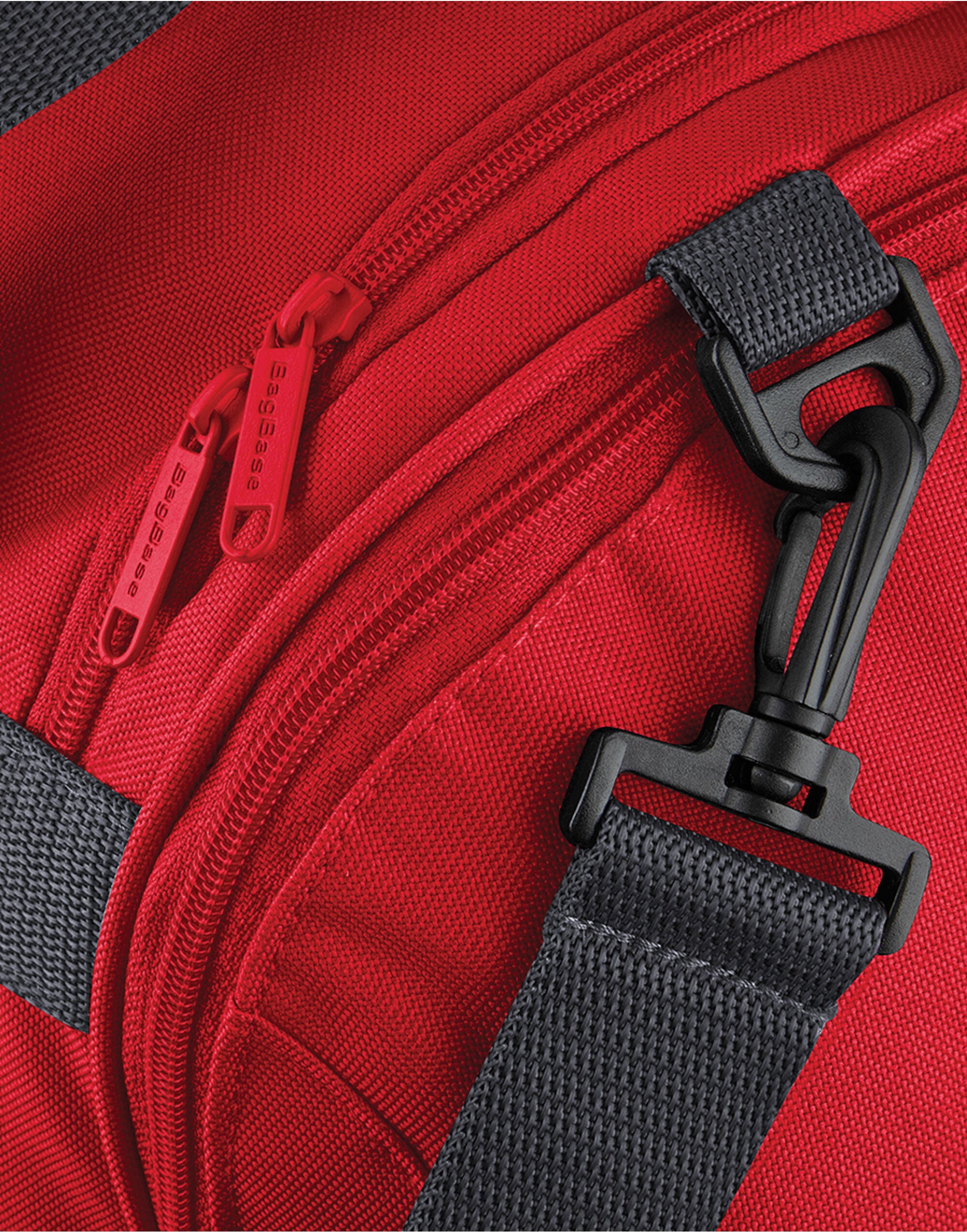 Person wearing the navy recycled waistpack.