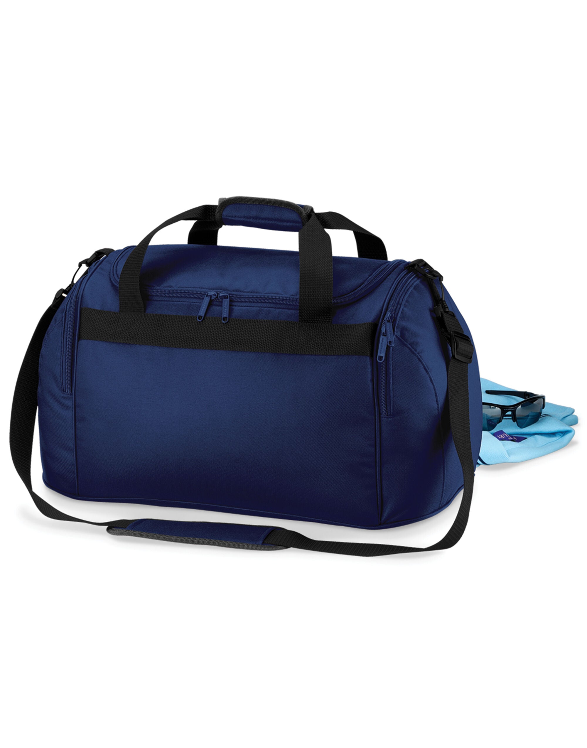 Front view of a grey recycled waistpack.