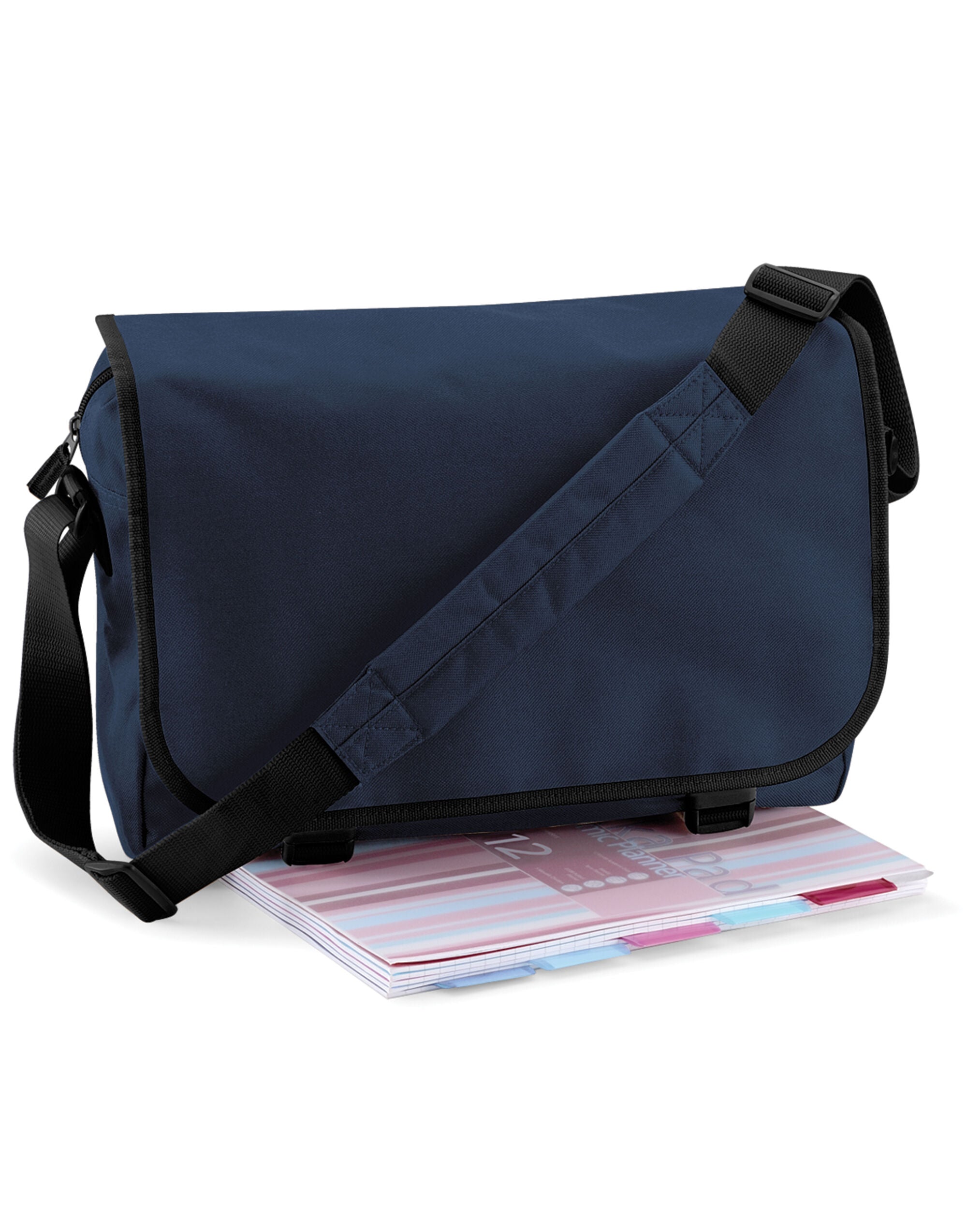 A bright pink recycled backpack.