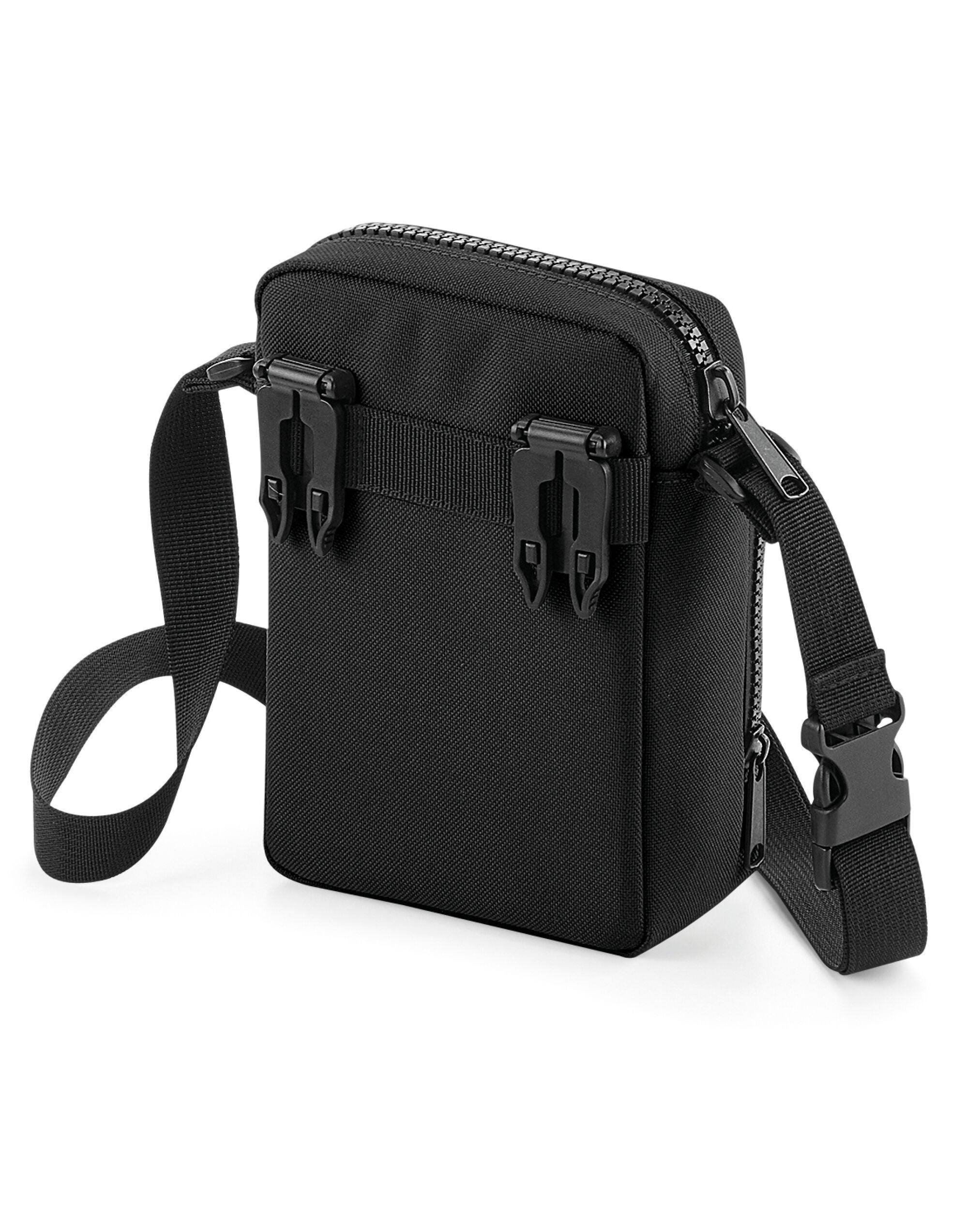 The twin top handles of the navy cooler backpack.