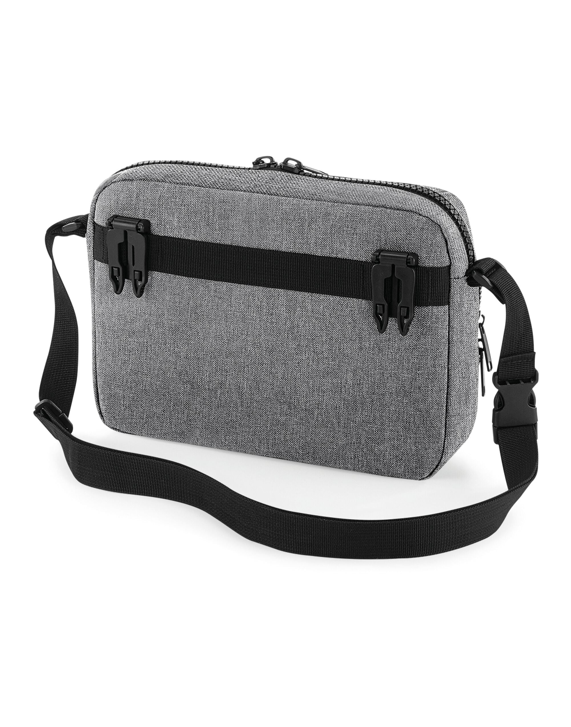 A taupe travel case with a see-through window.