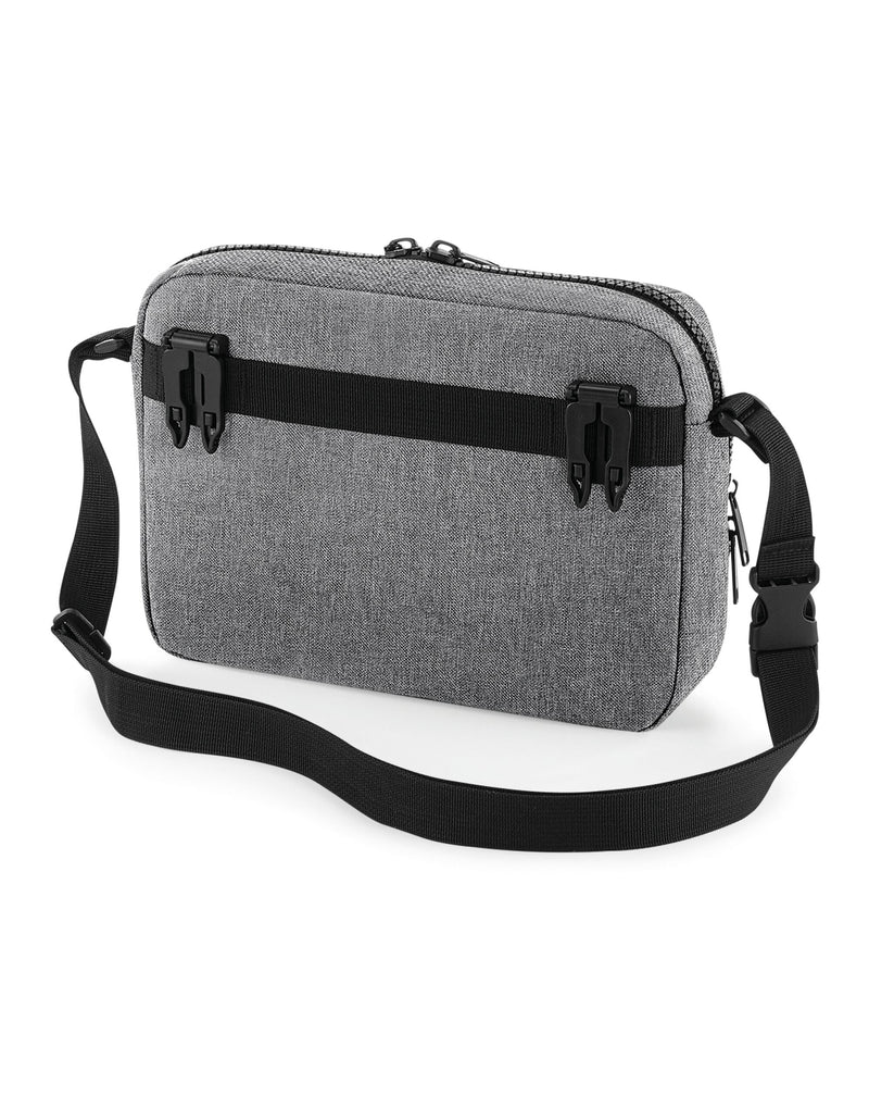 A taupe travel case with a see-through window.