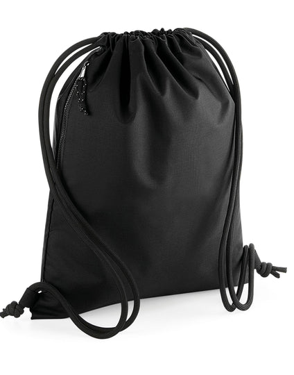 Bolsa de gimnasio reciclada Bagbase en negro - Vista frontal.