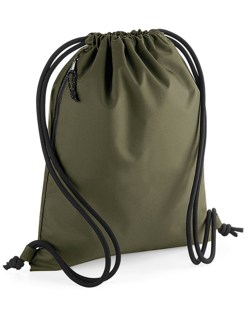 Vista trasera de la bolsa de gimnasio reciclada Bagbase en negro.