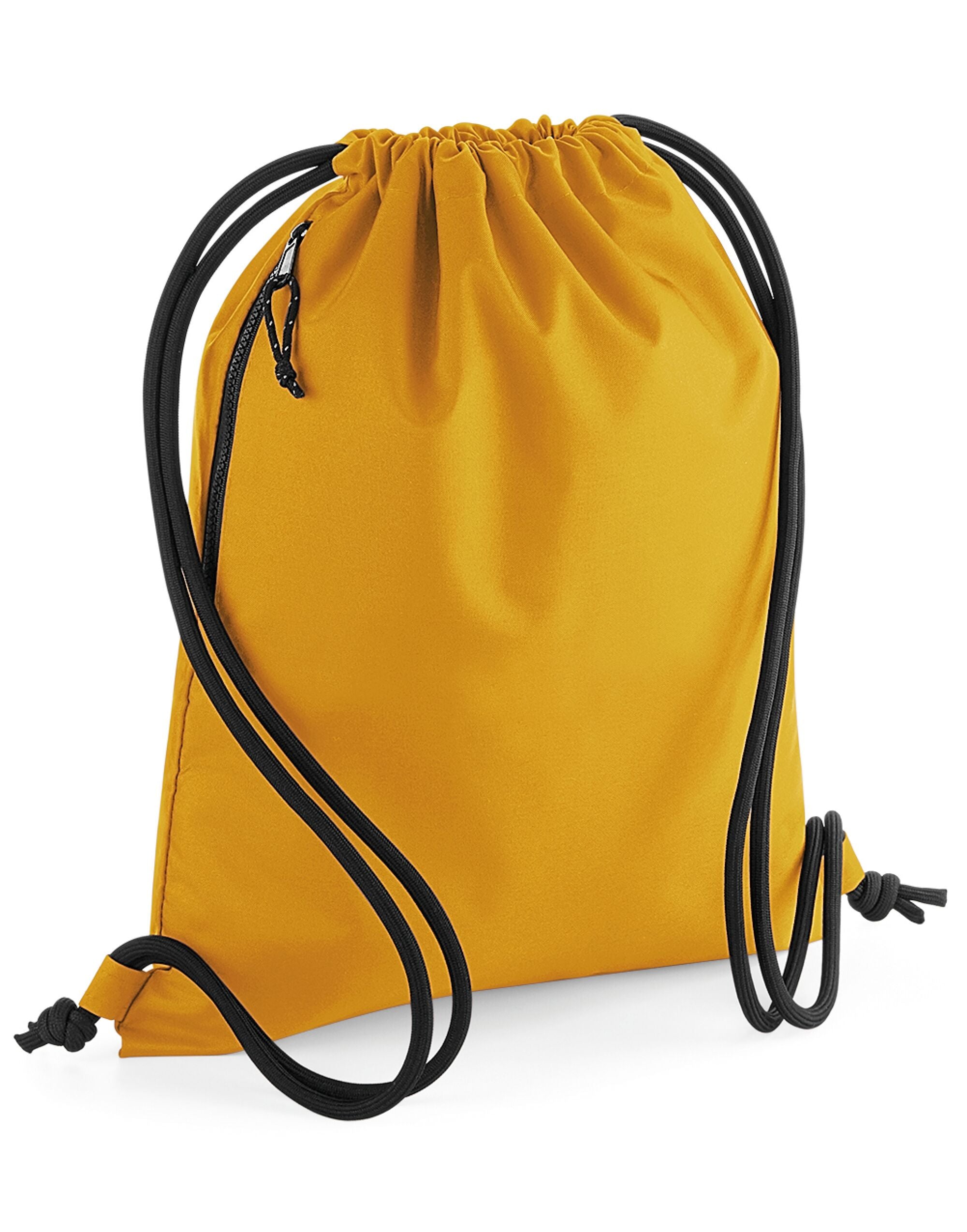 Primer plano del cordón y la etiqueta de la bolsa de gimnasio reciclada Bagbase.