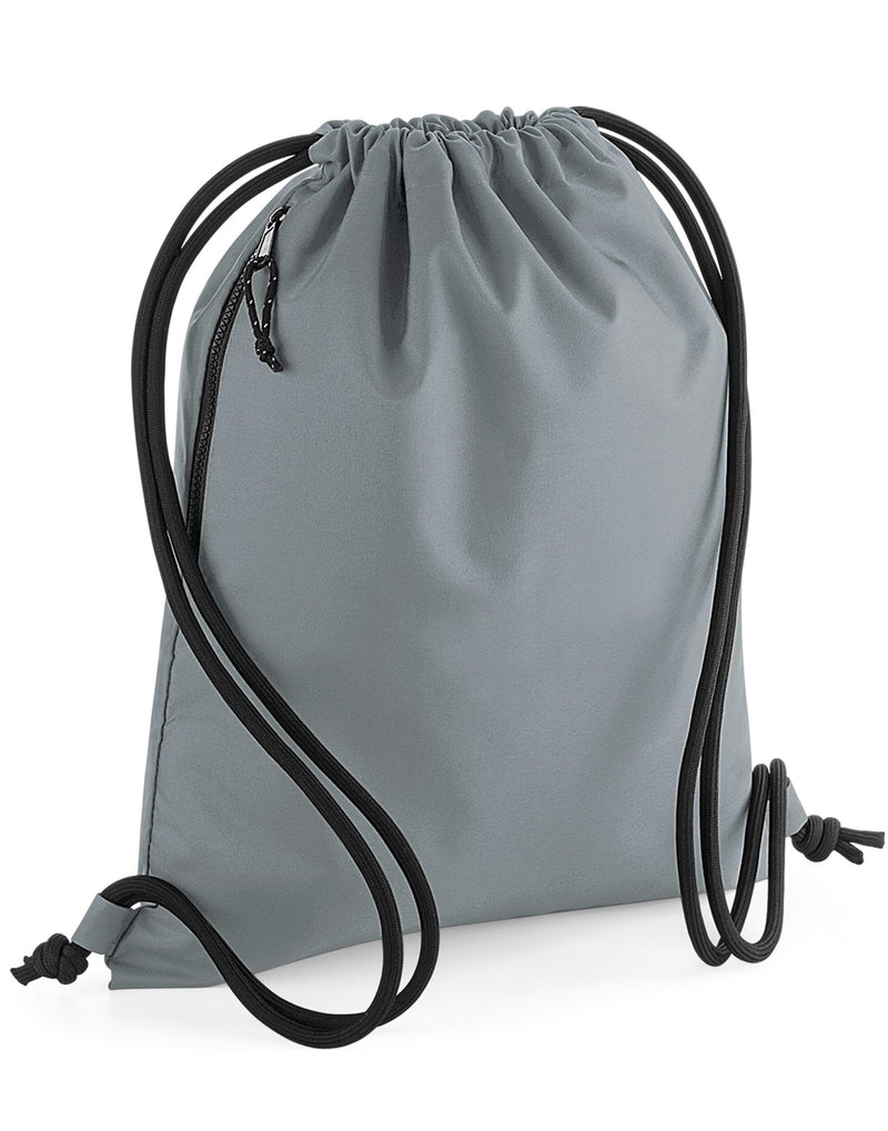 Primer plano de la esquina inferior y ojal de la bolsa de gimnasio reciclada Bagbase.