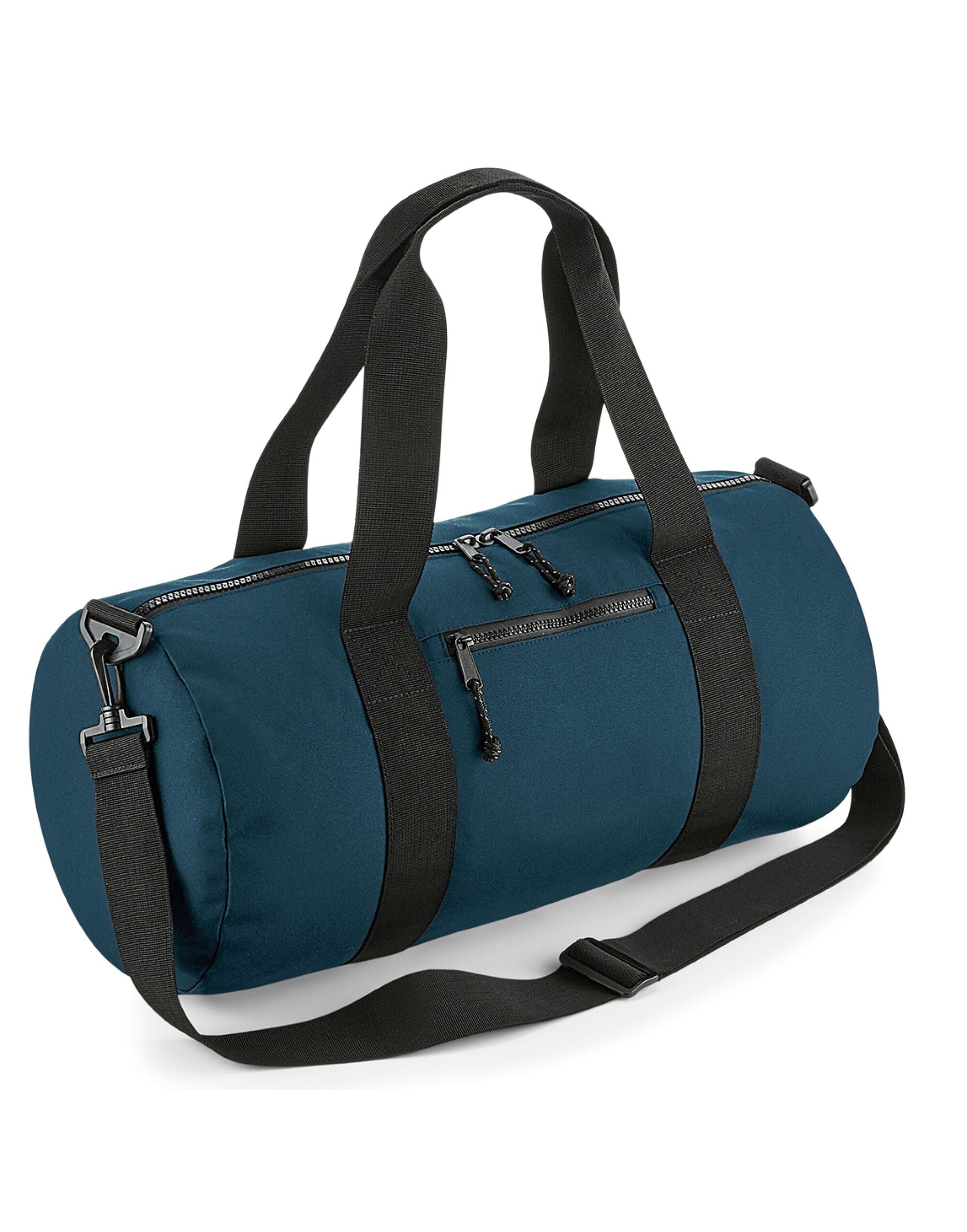 Bolso cilíndrico reciclado Bagbase en gris claro - Vista de tres cuartos.