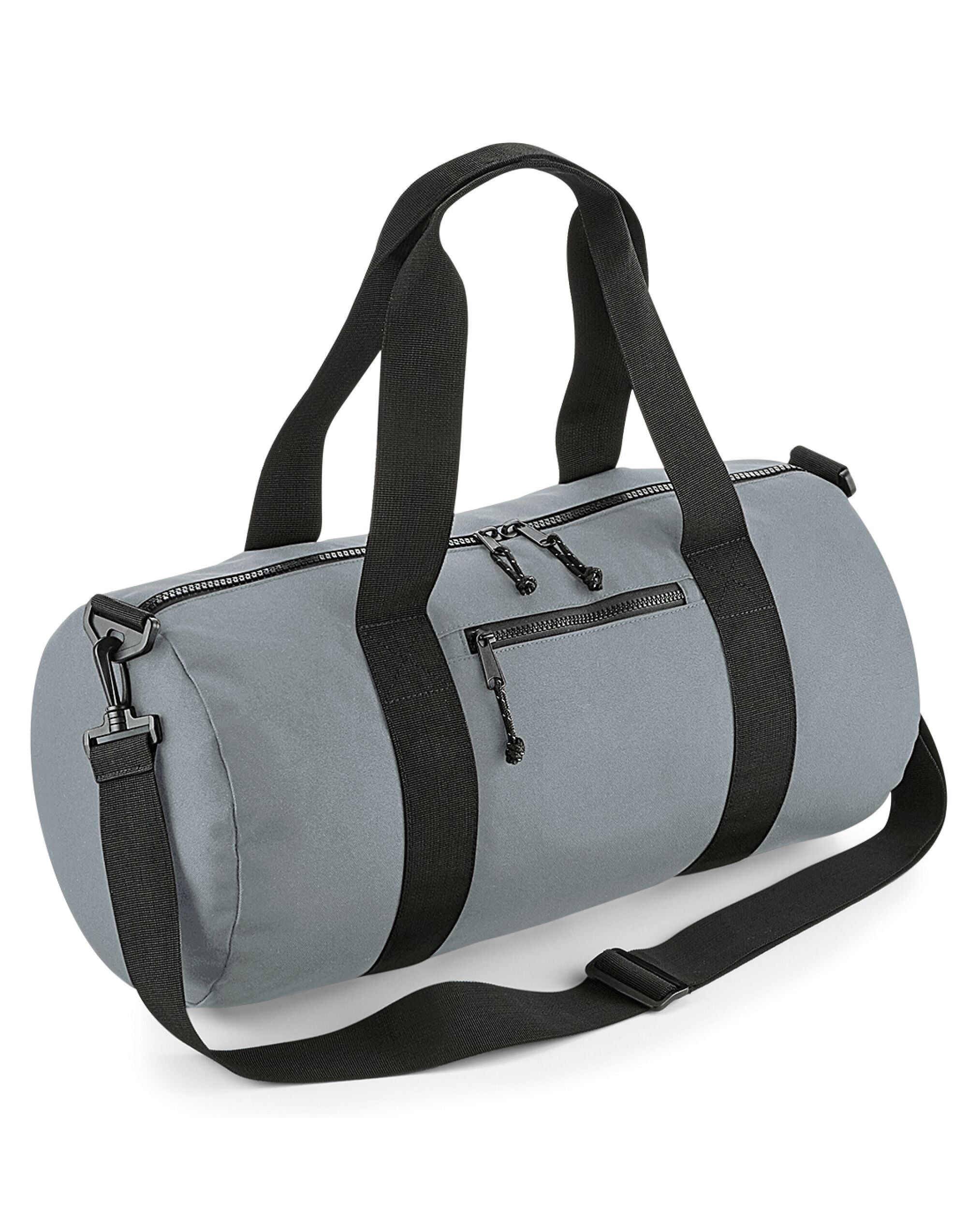 Primer plano de la correa para el hombro ajustable del bolso cilíndrico reciclado Bagbase.