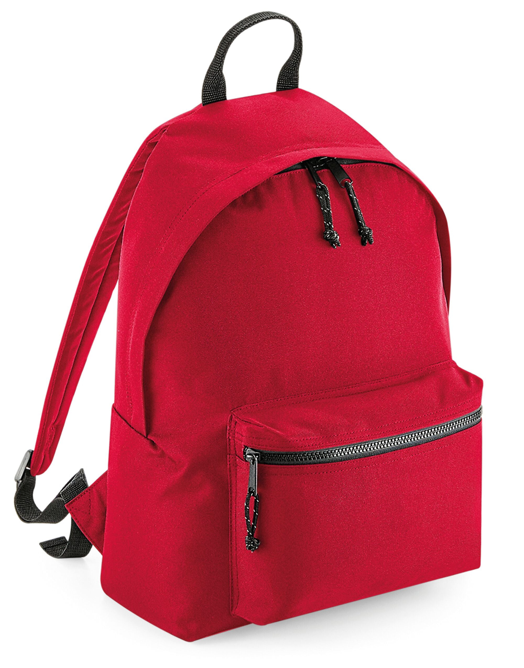 Vista trasera de la mochila reciclada Bagbase en negro con correas acolchadas.