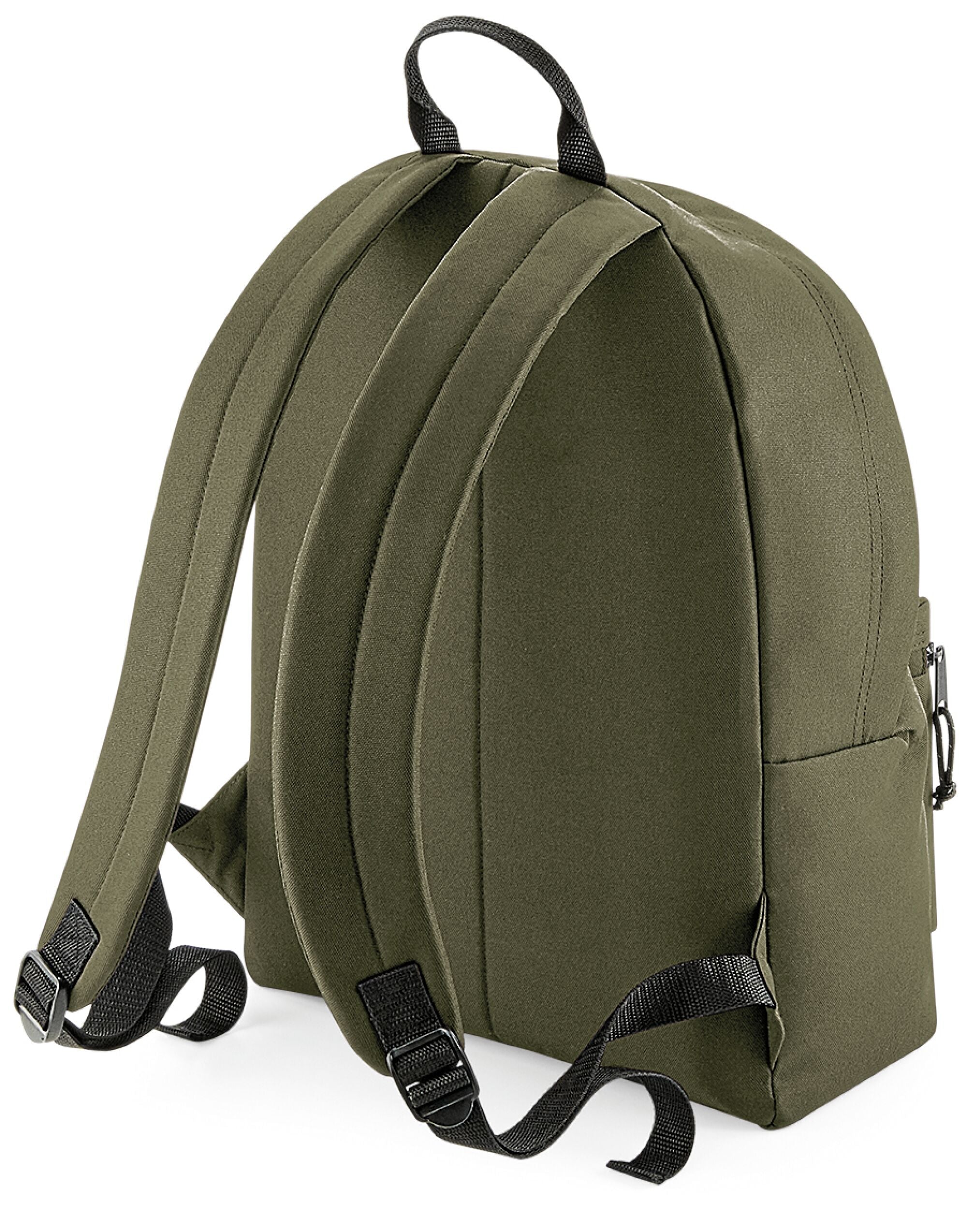 Mochila reciclada Bagbase en gris claro siendo usada por una persona.