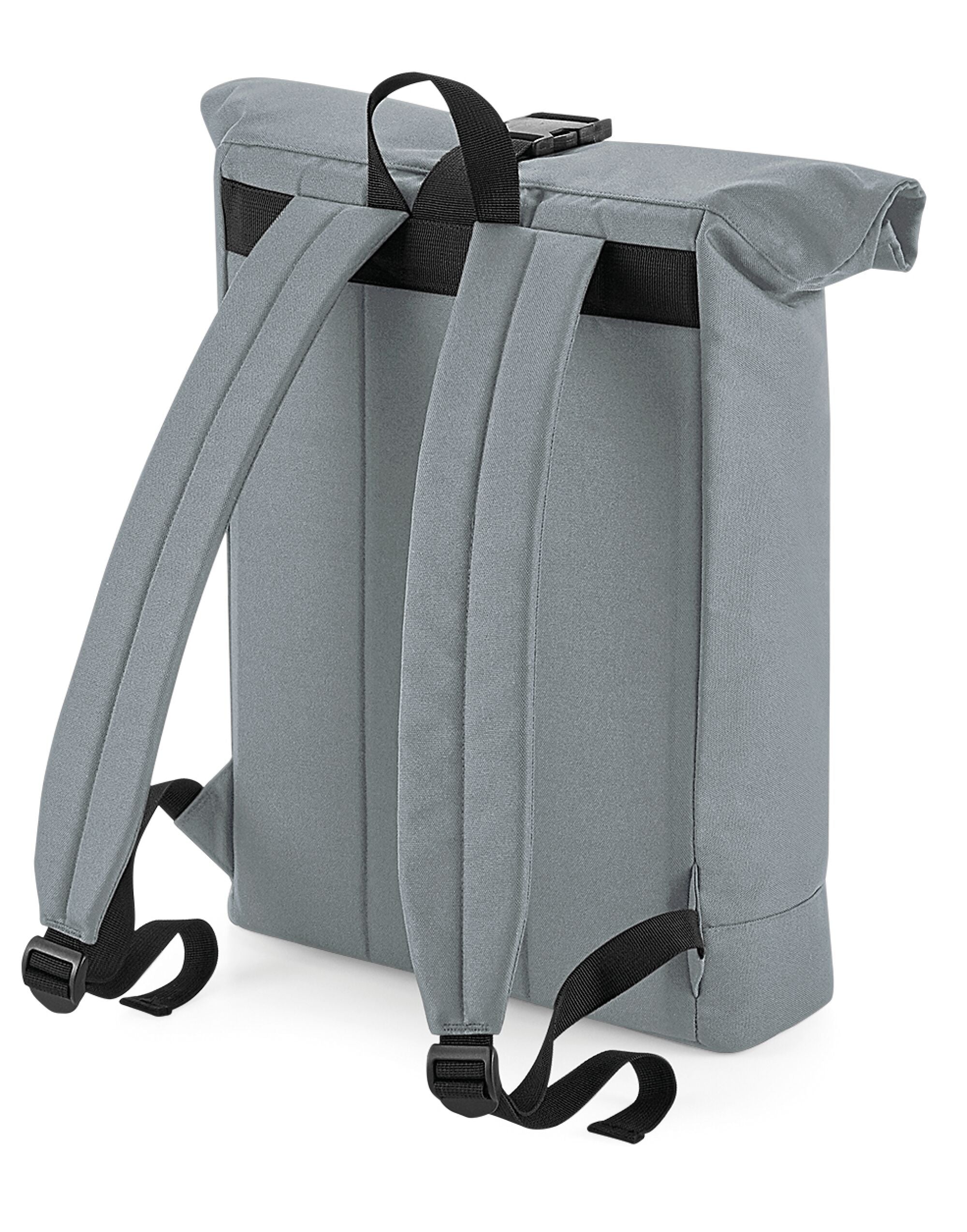 Front view of the Bagbase recycled twin-handle cooler backpack, featuring a modern design with a front slip pocket.