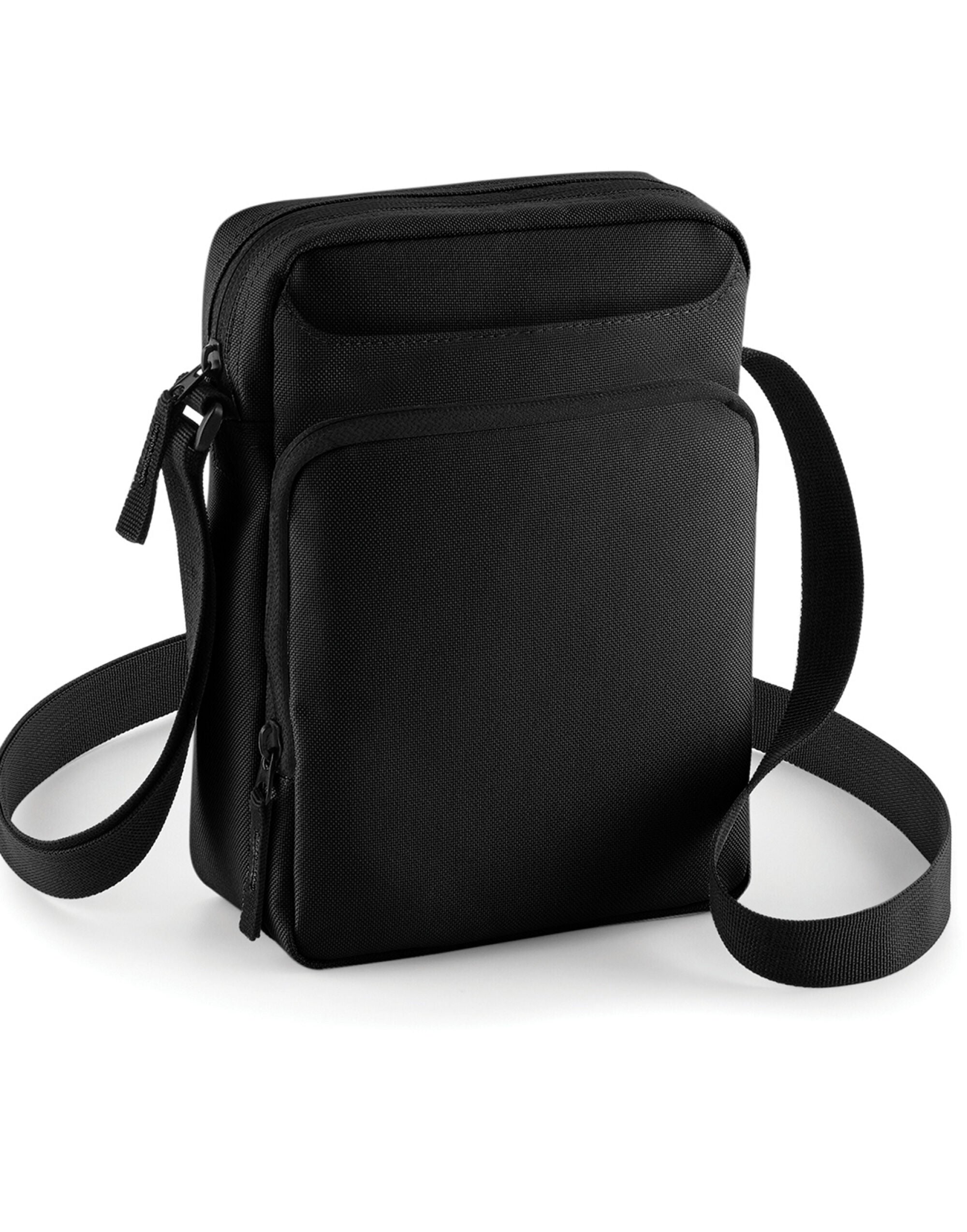 Graphite black across-body bag shown from the front.