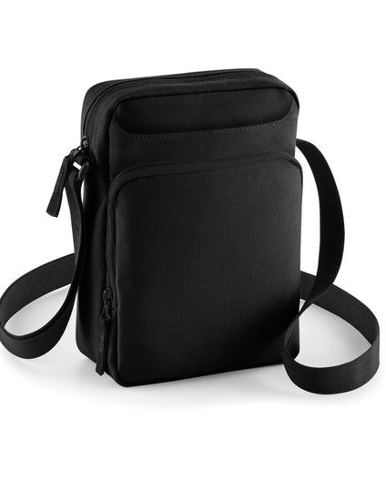 Graphite black across-body bag shown from the front.