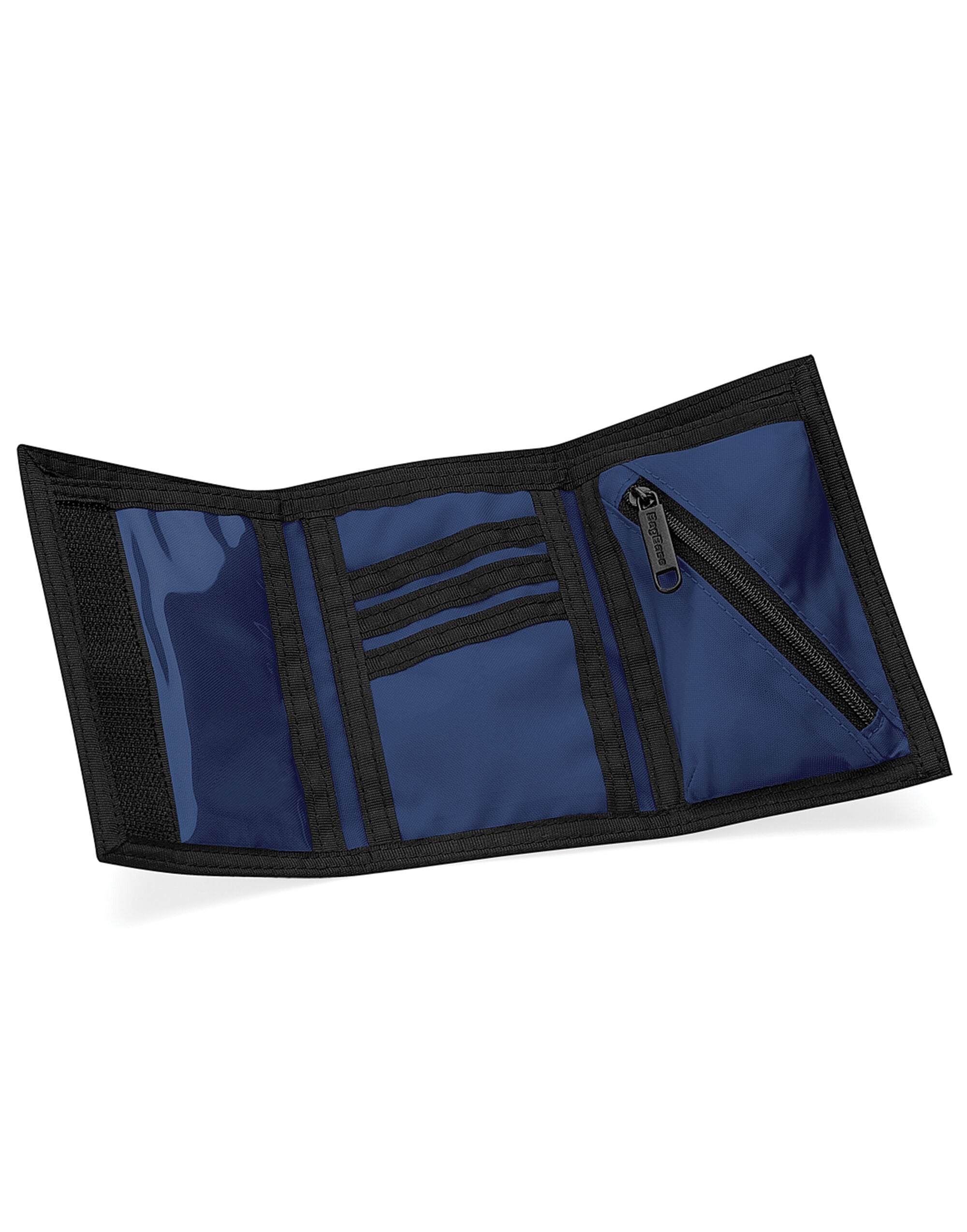A navy blue tarpaulin roll-top backpack with buckle closures.