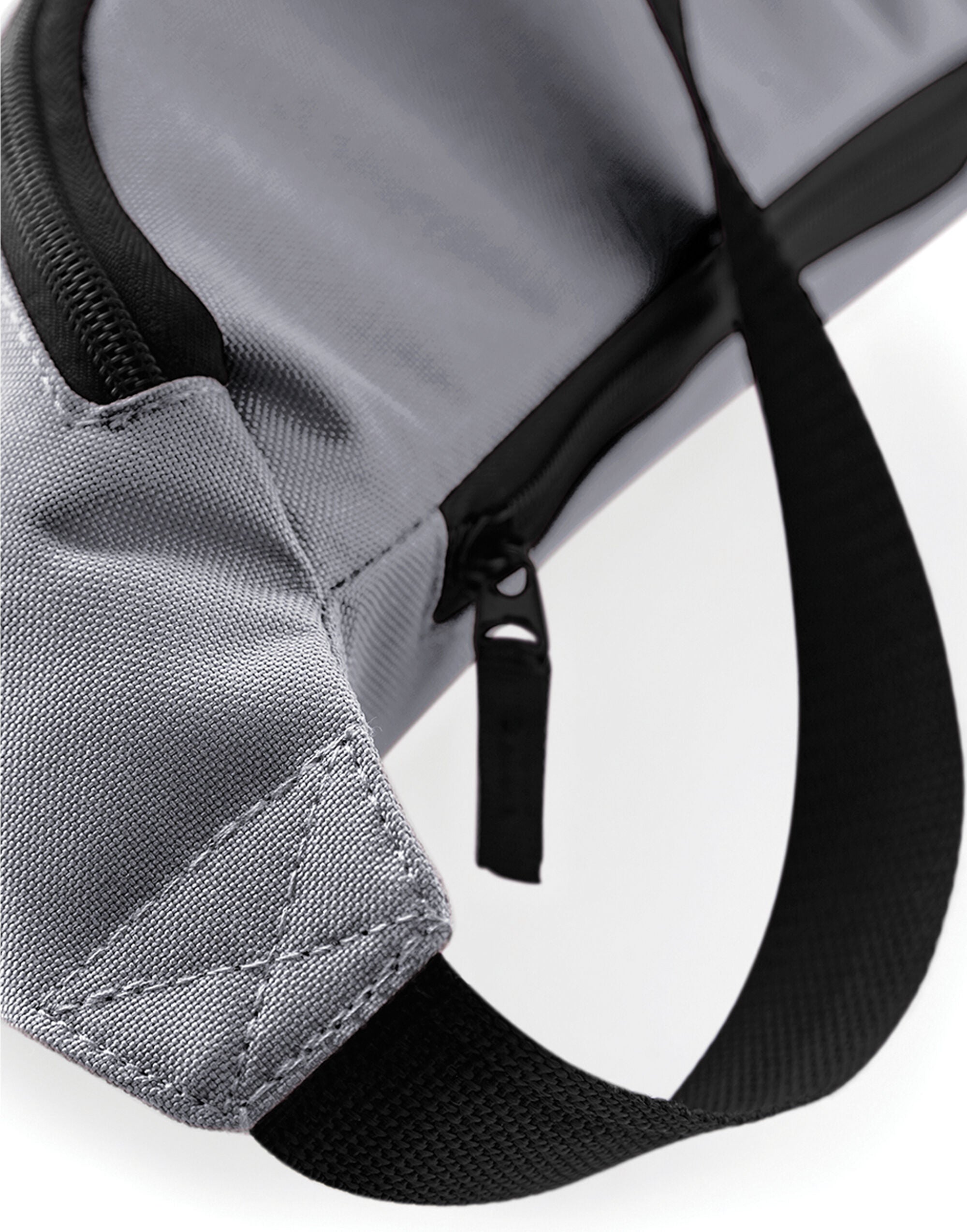 Back view showing the padded straps of the roll-top backpack.