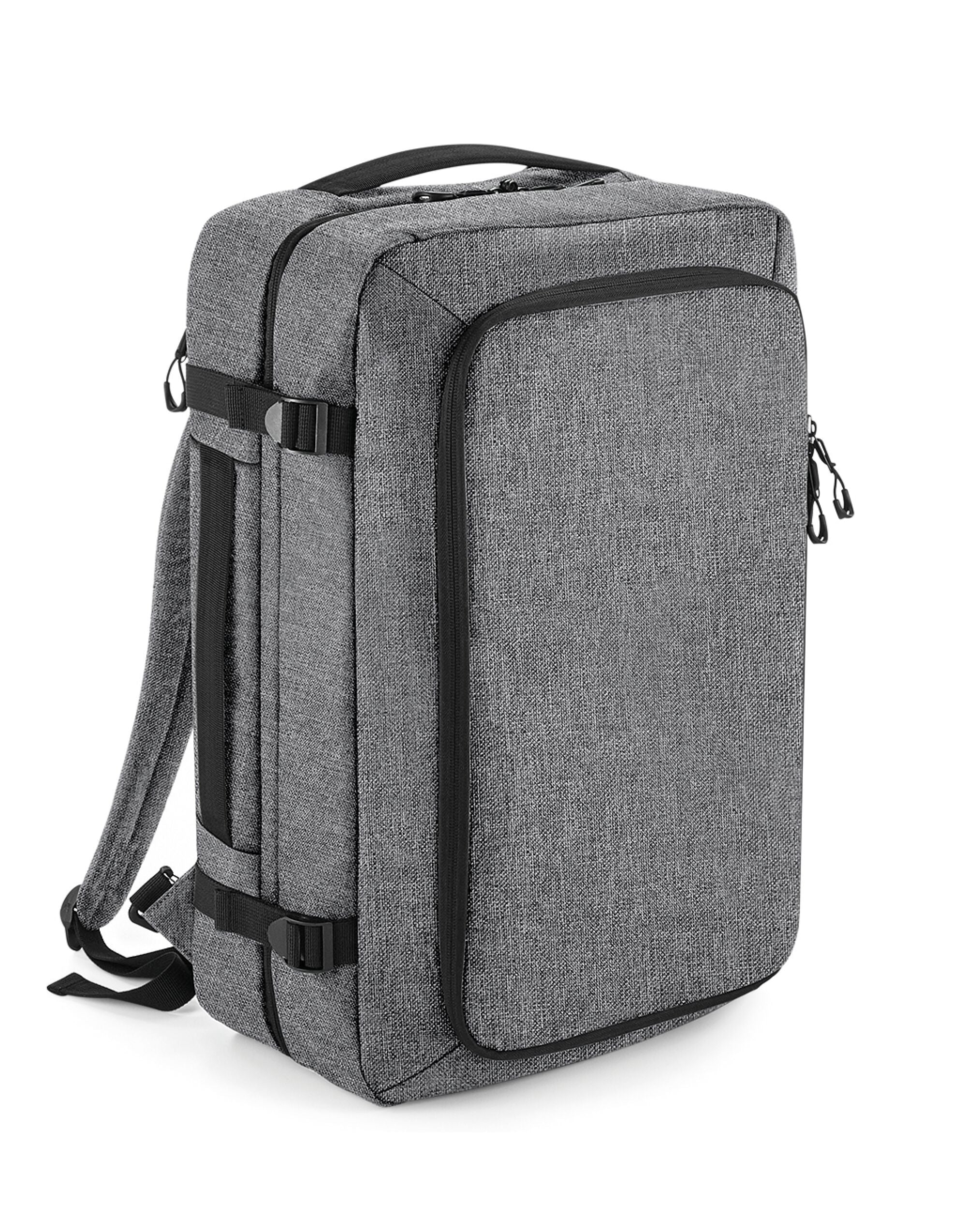 Interior view of the Bagbase Escape Carry-On Backpack, revealing the main compartment with packing straps.