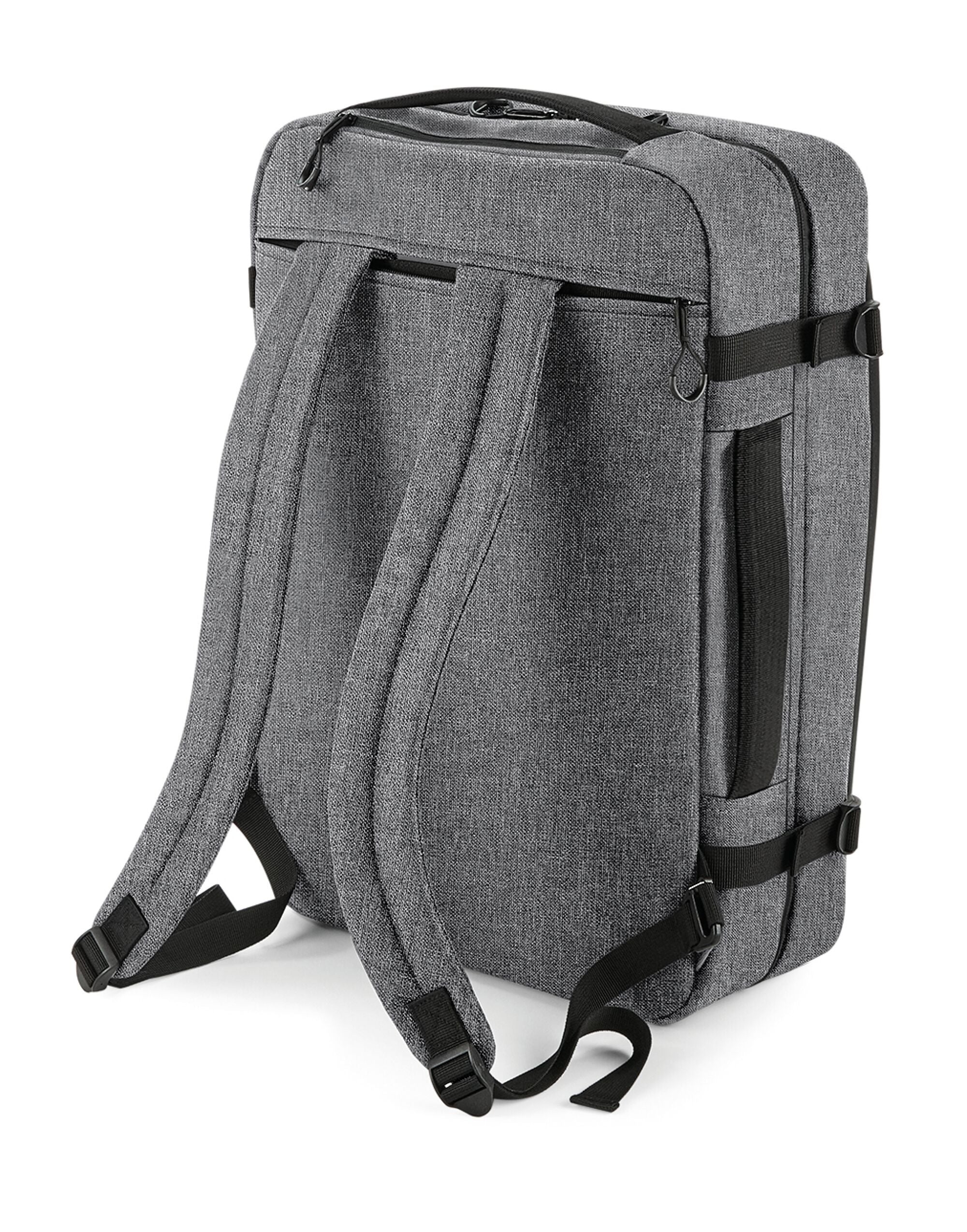 Detail of the front organizer pocket on the Bagbase Escape Carry-On Backpack, perfect for documents and electronics.