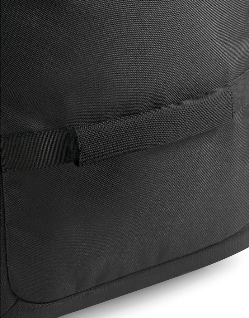 The Bagbase Escape Handle Wrap in black, shown attached to a luggage handle for demonstration.