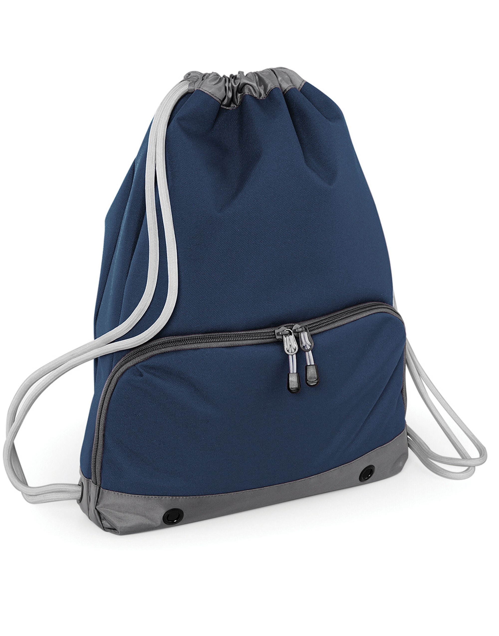 Frontal shot of the versatile black Bagbase Athleisure Gymsac, perfect for the gym or casual use.