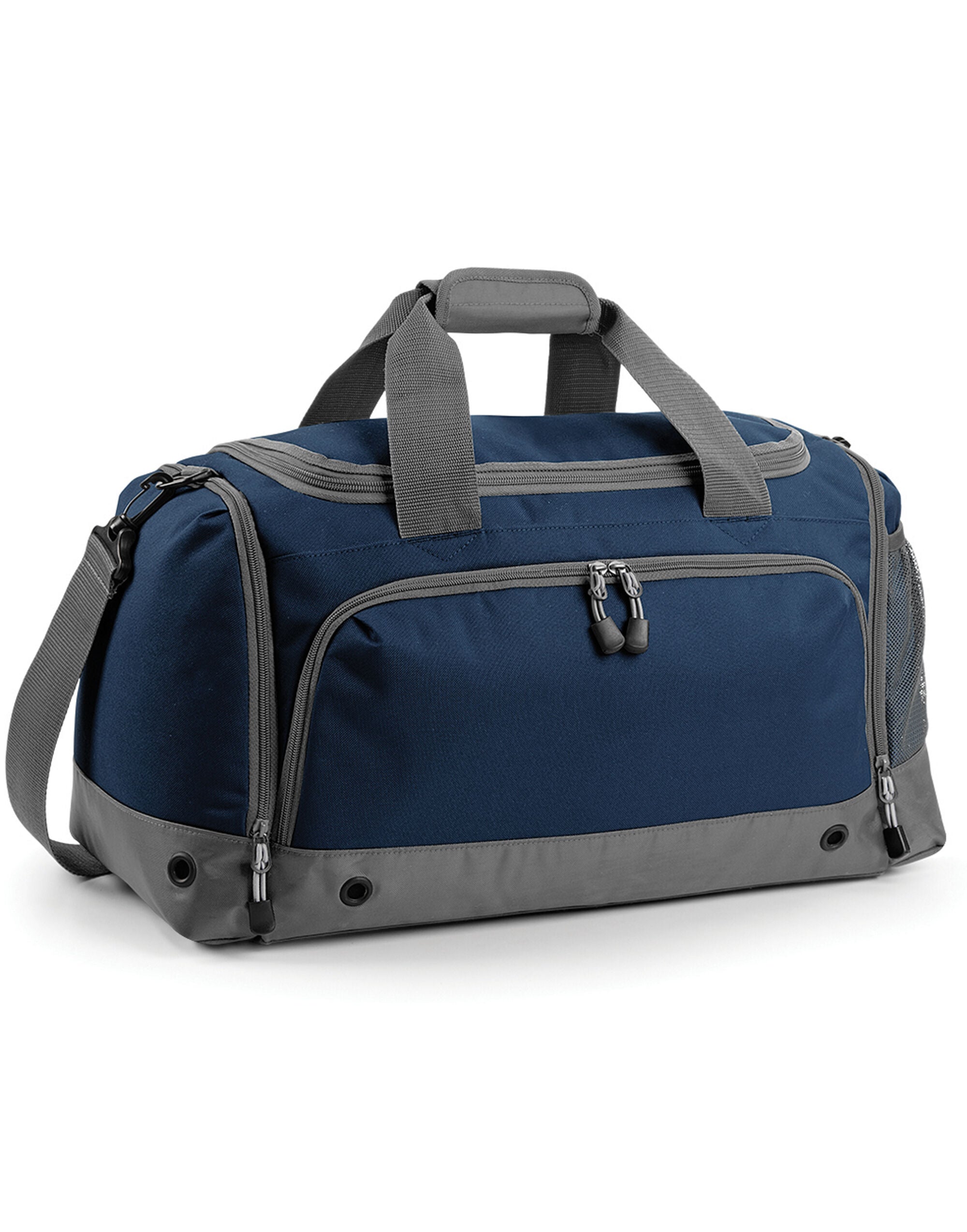 A full shot of the heather grey Bagbase Athleisure Holdall against a clean background.