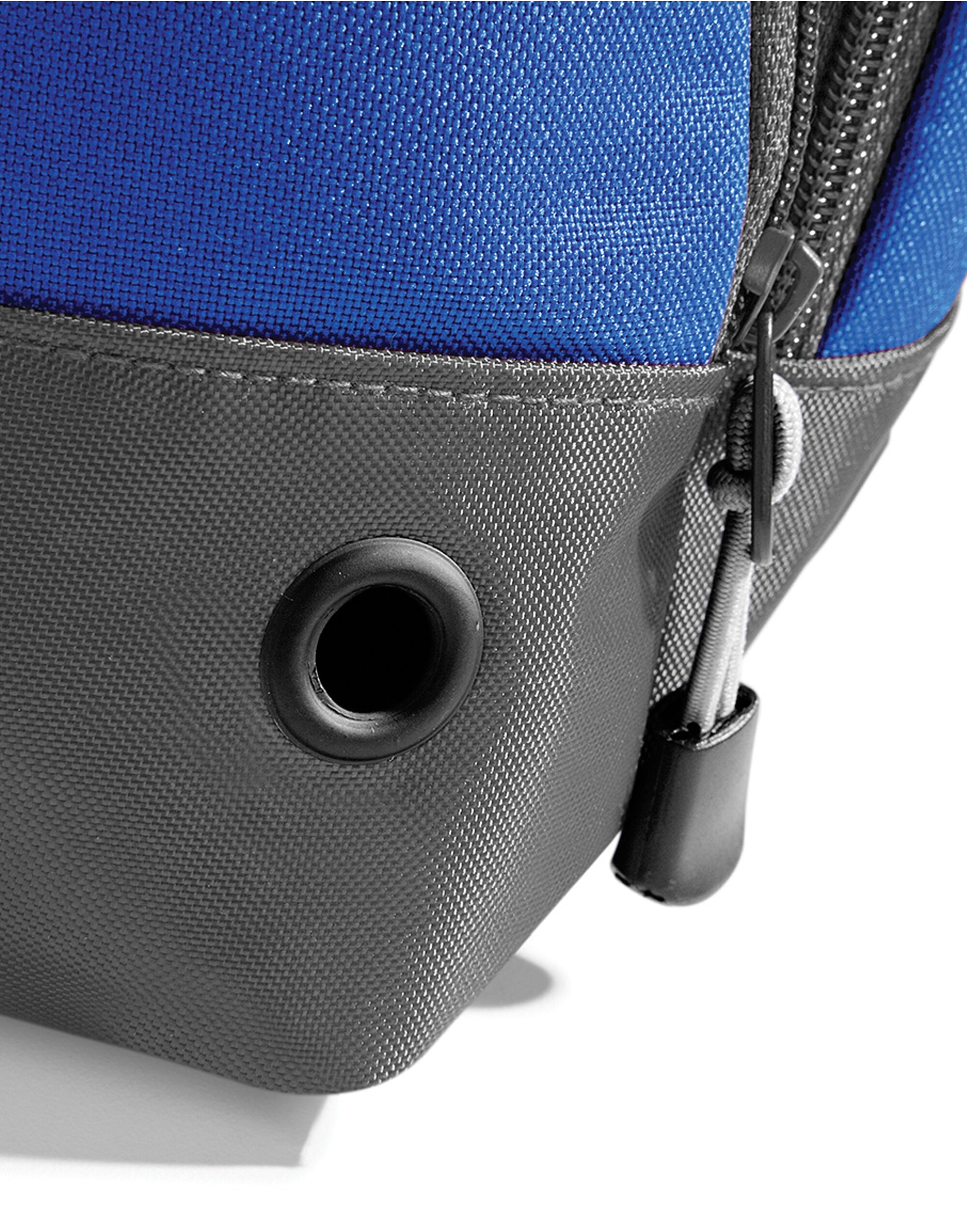 Angled top-down view of the grey marl Bagbase Athleisure Holdall, showing its wide opening.