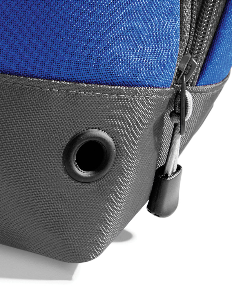 Angled top-down view of the grey marl Bagbase Athleisure Holdall, showing its wide opening.