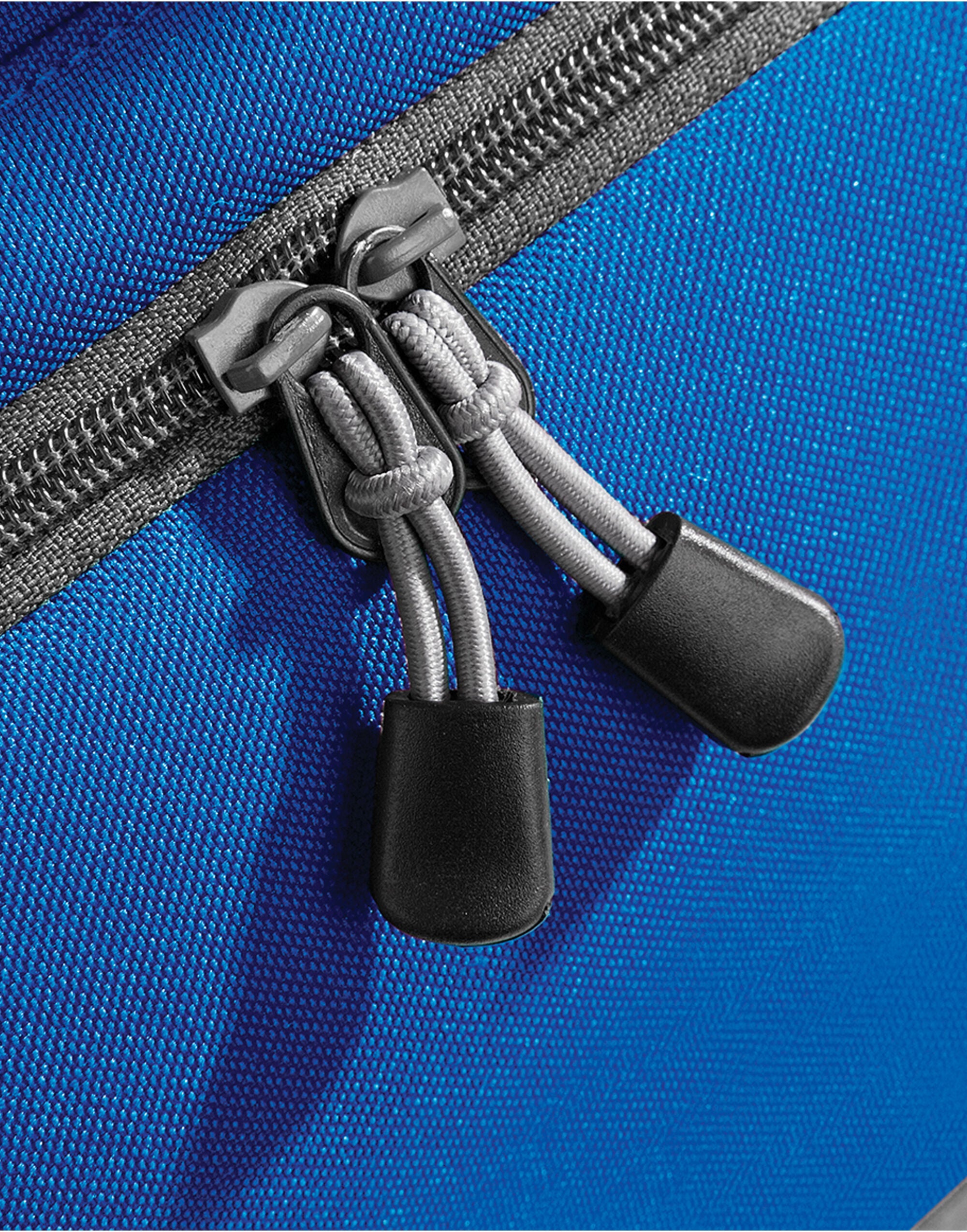 The black Bagbase Athleisure Holdall with its shoulder strap attached and ready for use.