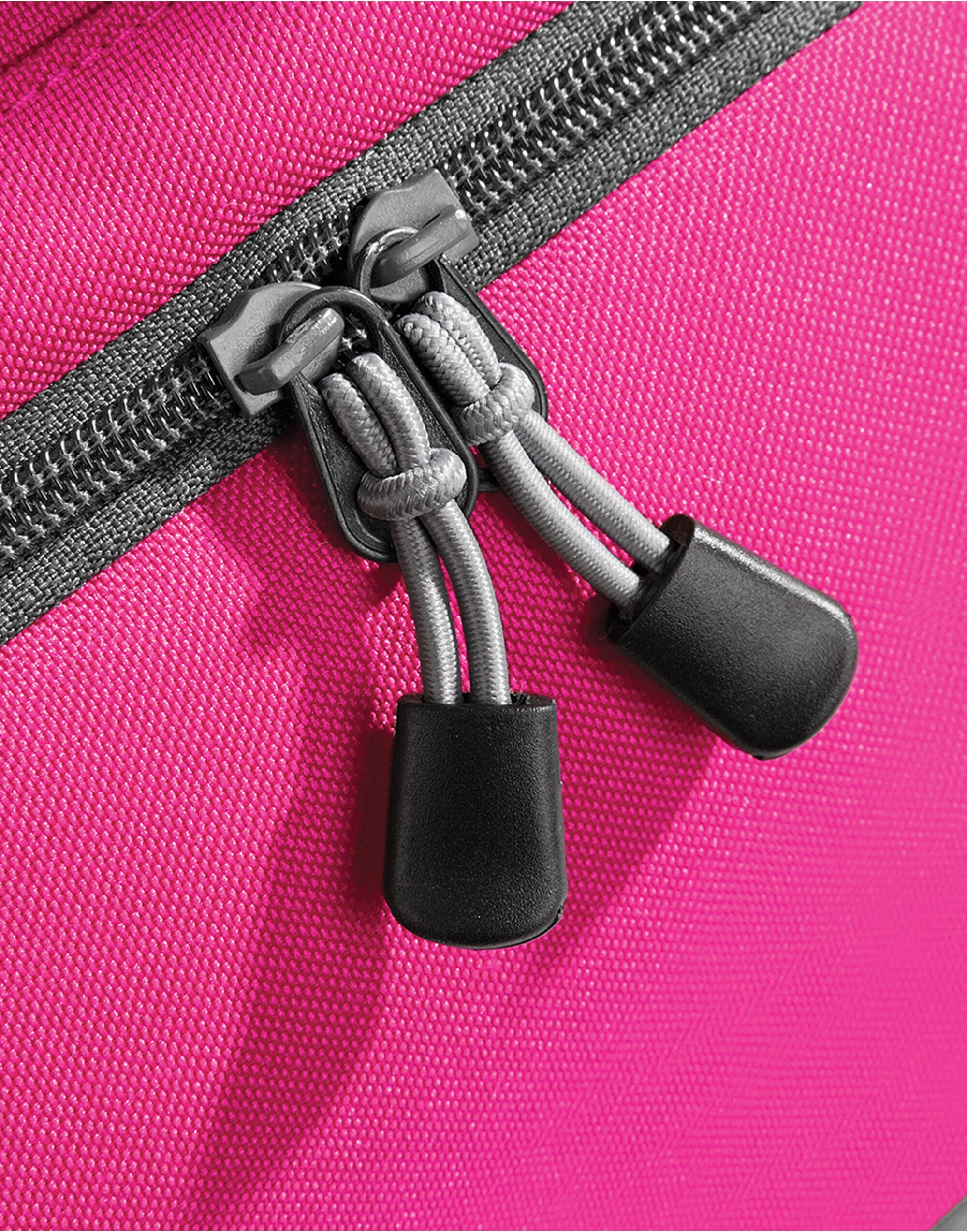 The heather grey Bagbase Athleisure Holdall, carried by its main handles.