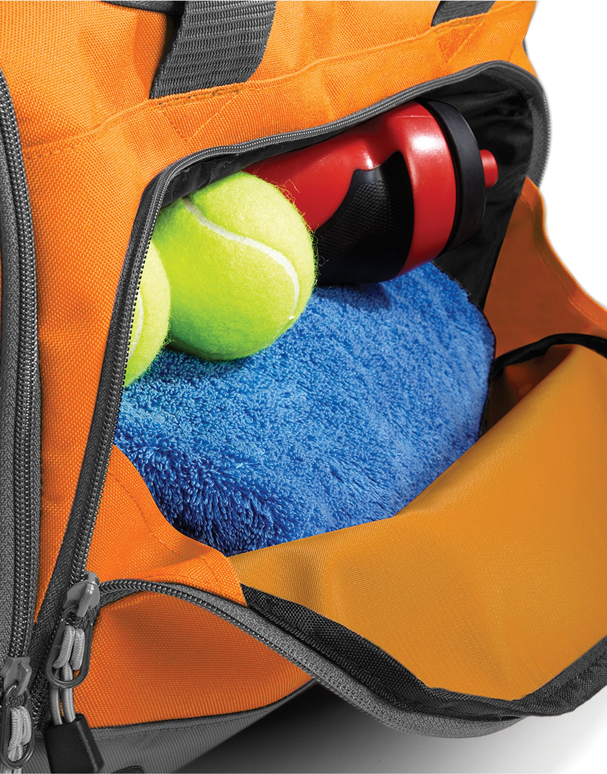 Black Bagbase Athleisure Holdall shown from a dynamic angle to emphasize its sporty feel.