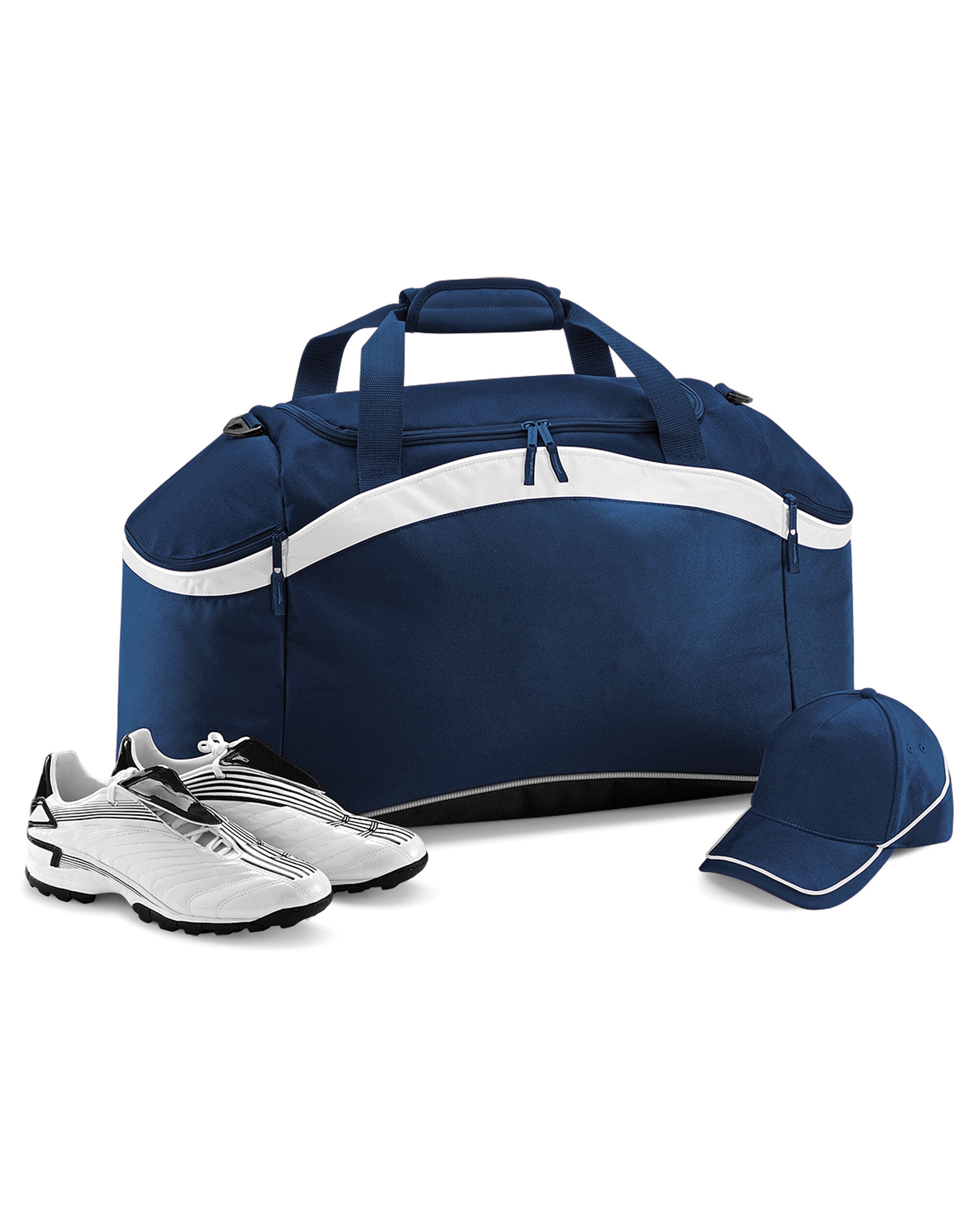 The navy Bagbase Teamwear Holdall, a classic and reliable option for athletes and travelers.